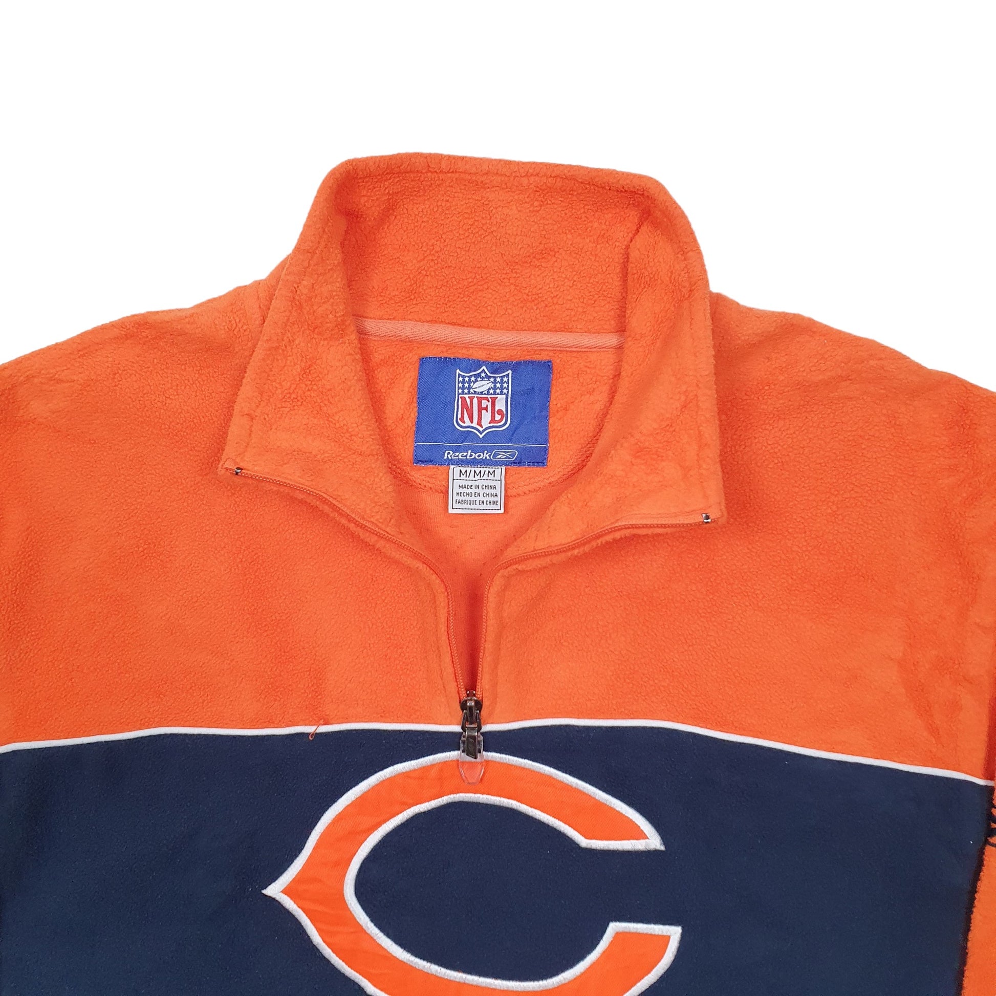 Mens Navy Reebok NFL Chicago Cubs USA Football Quarter Zip Jumper