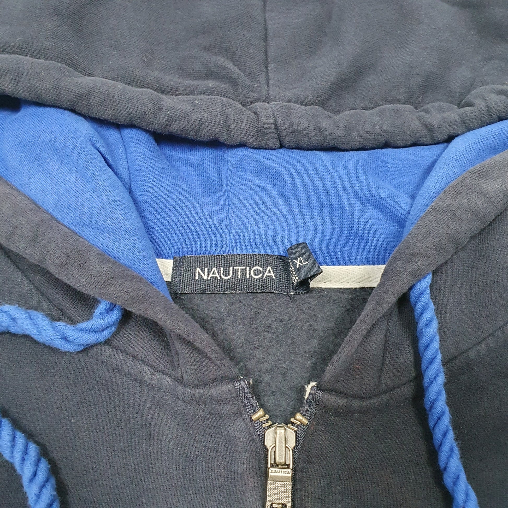 Mens Navy Nautica Hoodie Full Zip Jumper