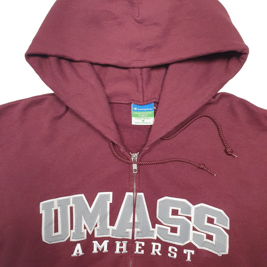 Mens Burgundy Champion UMASS A MHERST USA College Full Zip Jumper