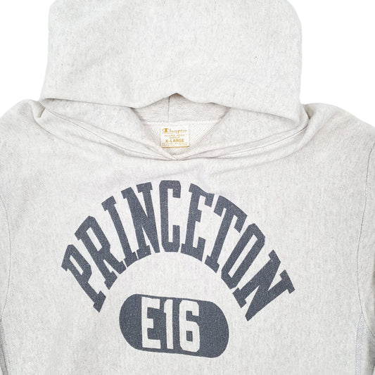 Mens Grey Champion Reverse Weave Warm Up Vintage 1970s Single Colour USA Made Hoodie Jumper