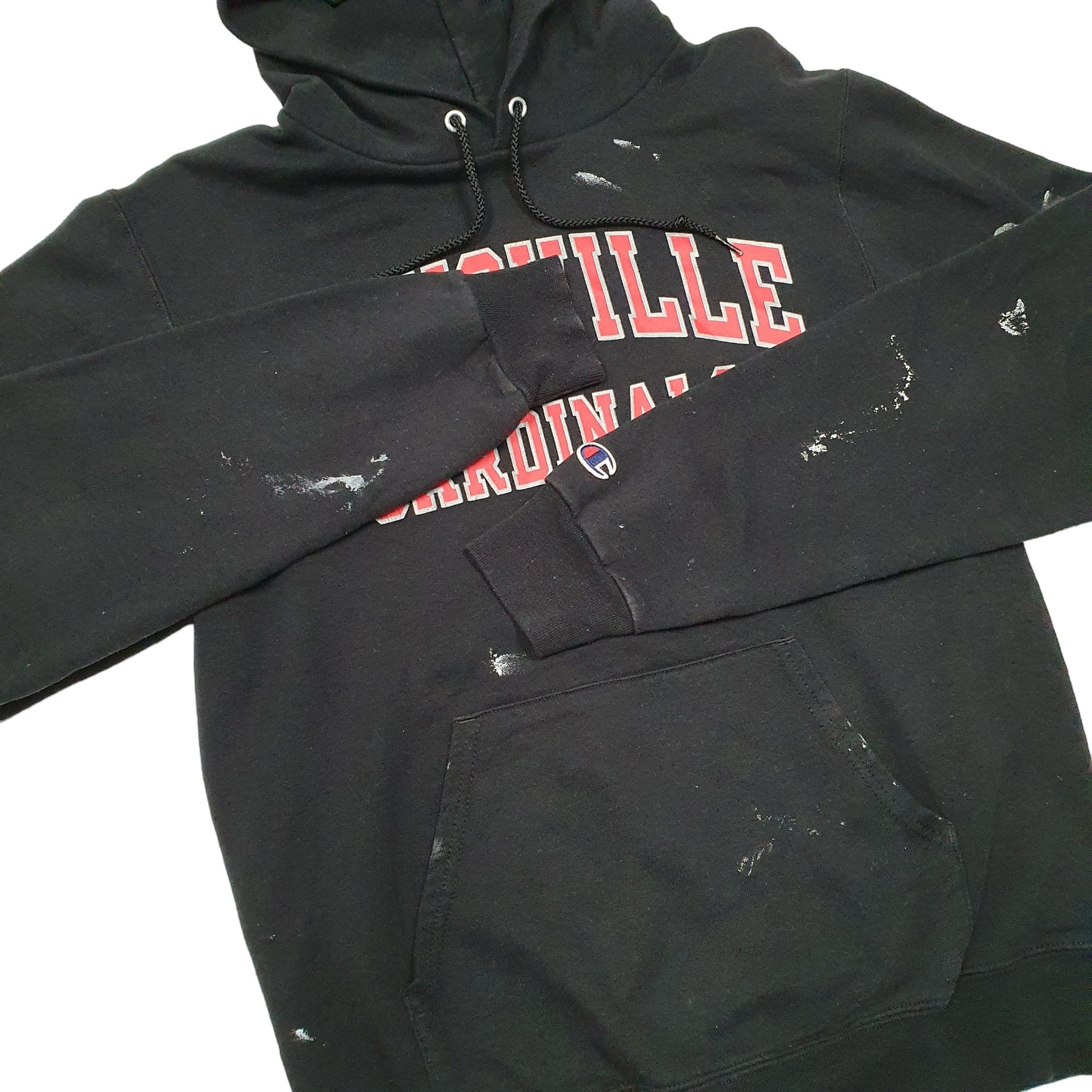 Mens Black Champion Louisville Cardinals American Football Hoodie Jumper