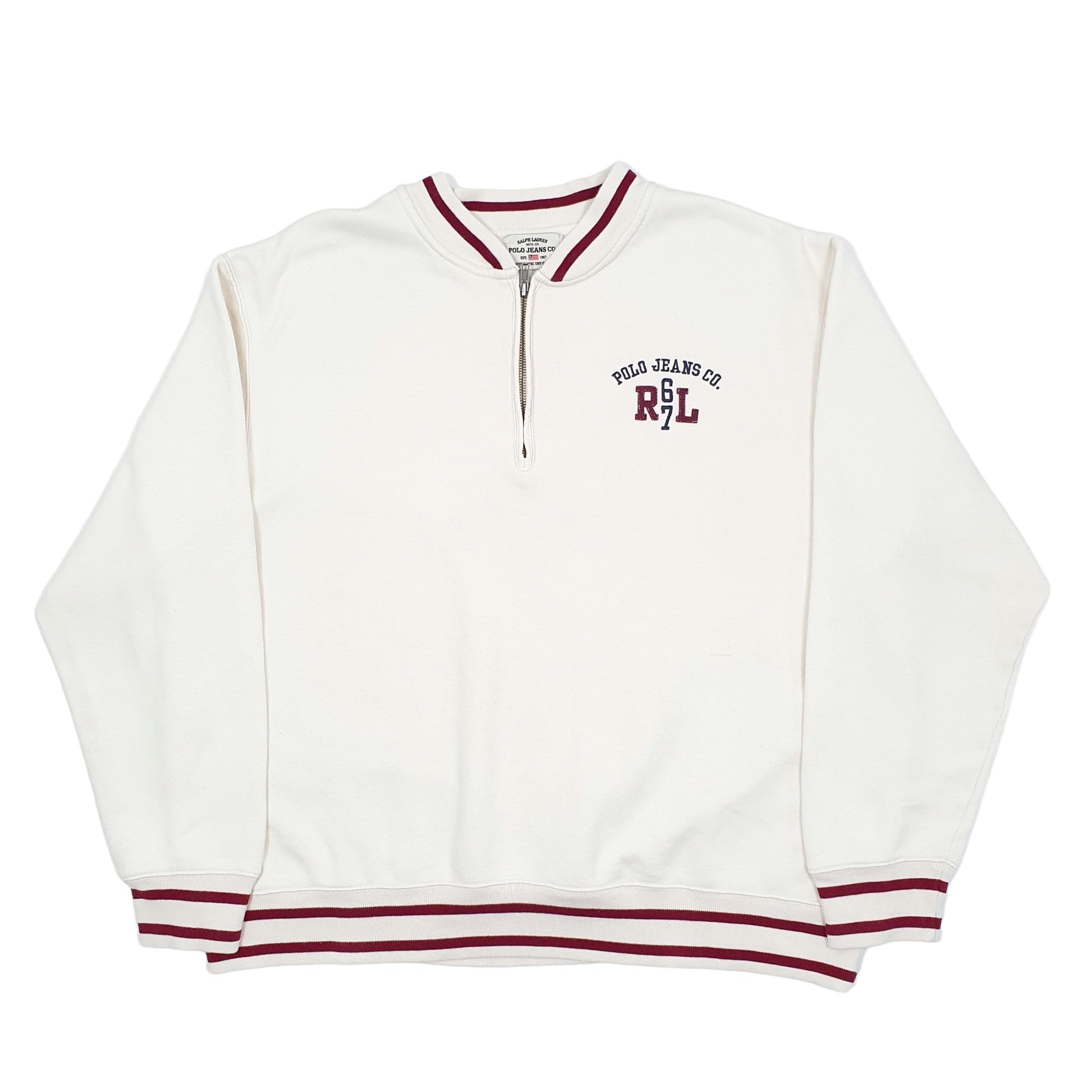 Polo Ralph Lauren Polo Jeans Spellout Quarter Zip XXL Cream