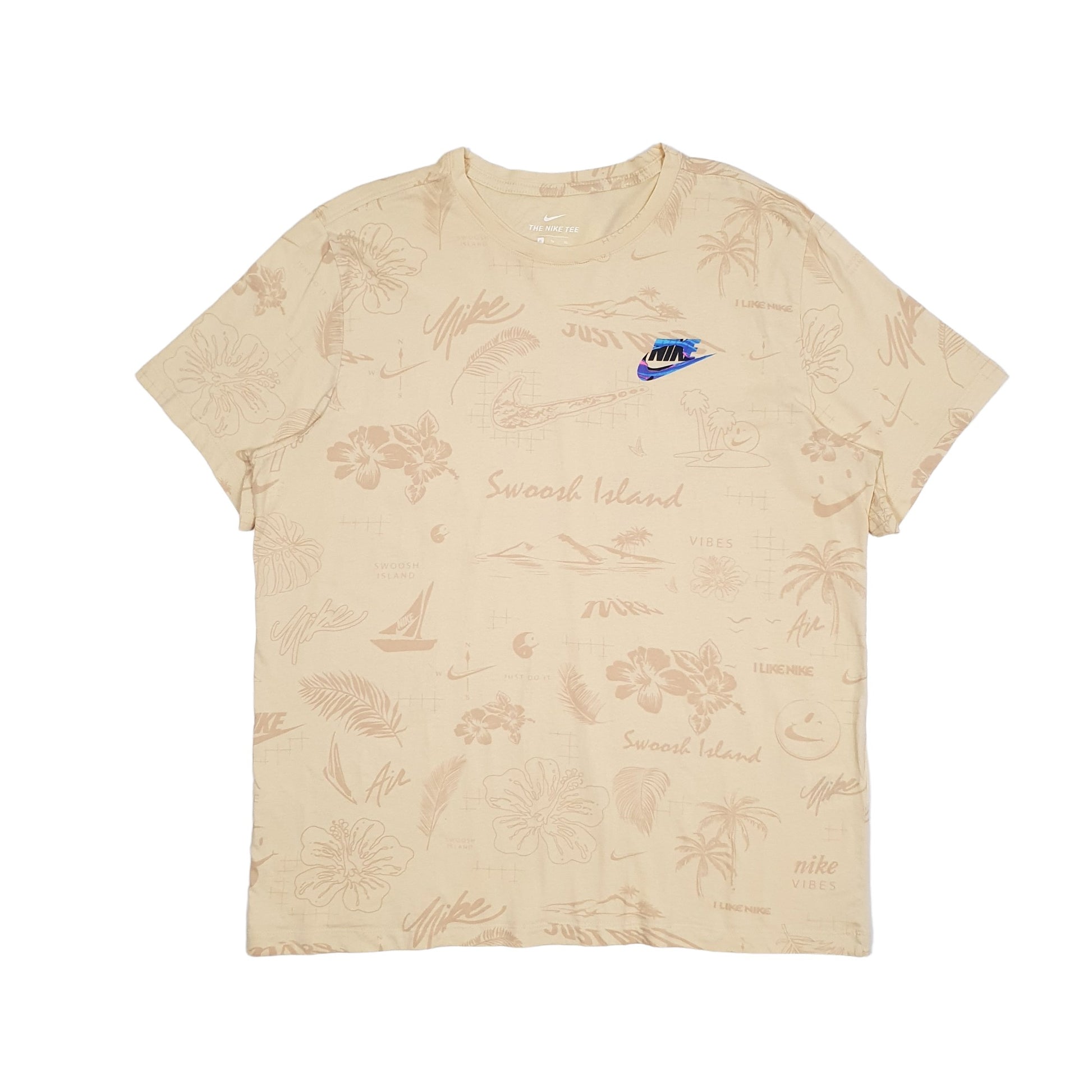 Nike Swoosh Island Short Sleeve T Shirt Beige