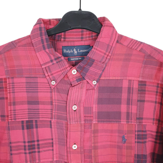 Ralph Lauren Short Sleeve Custom Fit Check Shirt Burgundy