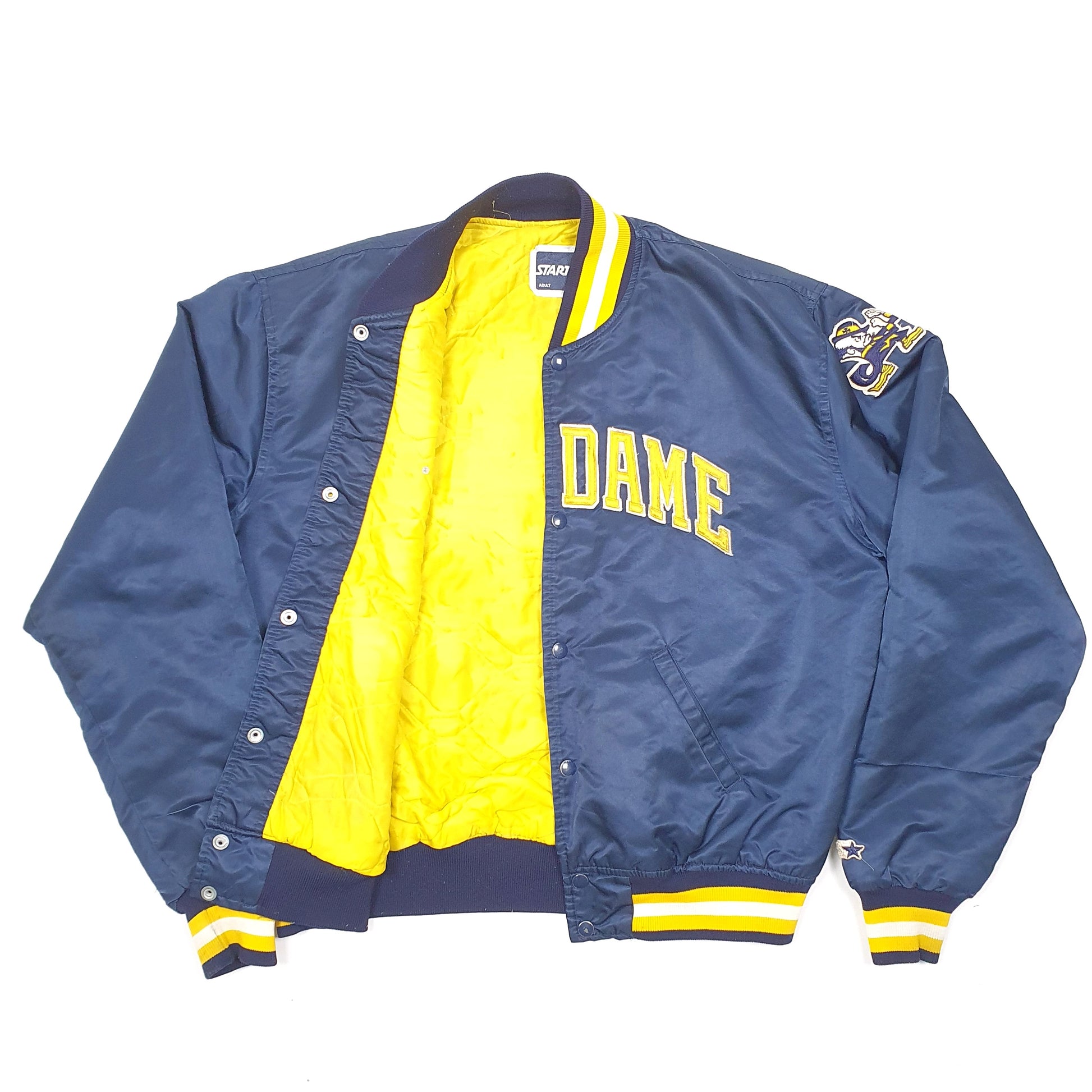 Mens Navy Starter Made in USA Notre Dame Vintage Fighting Irish American Football Varsity  Coat