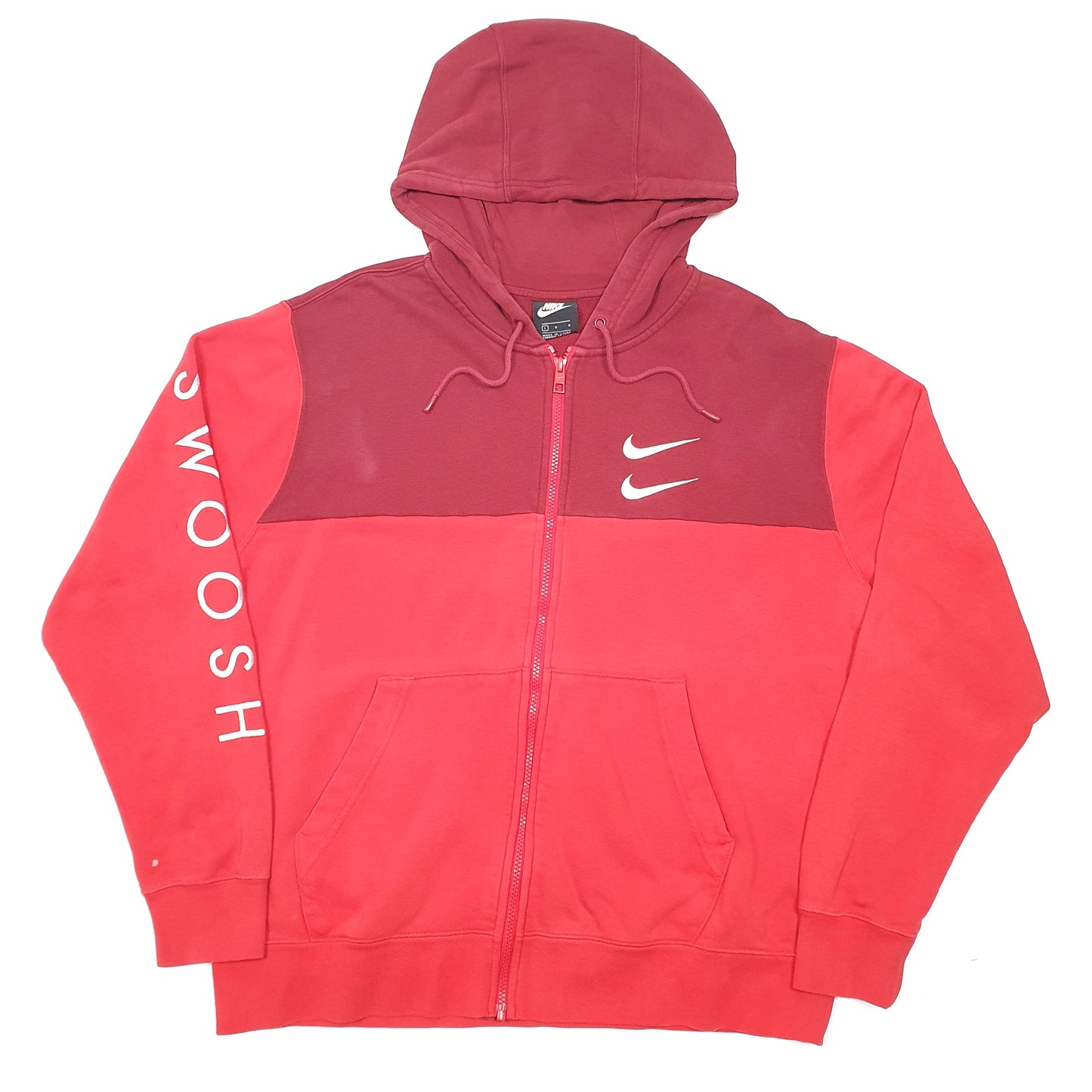 Mens Red Nike Hoodie Double Swoosh 1972 Full Zip Jumper