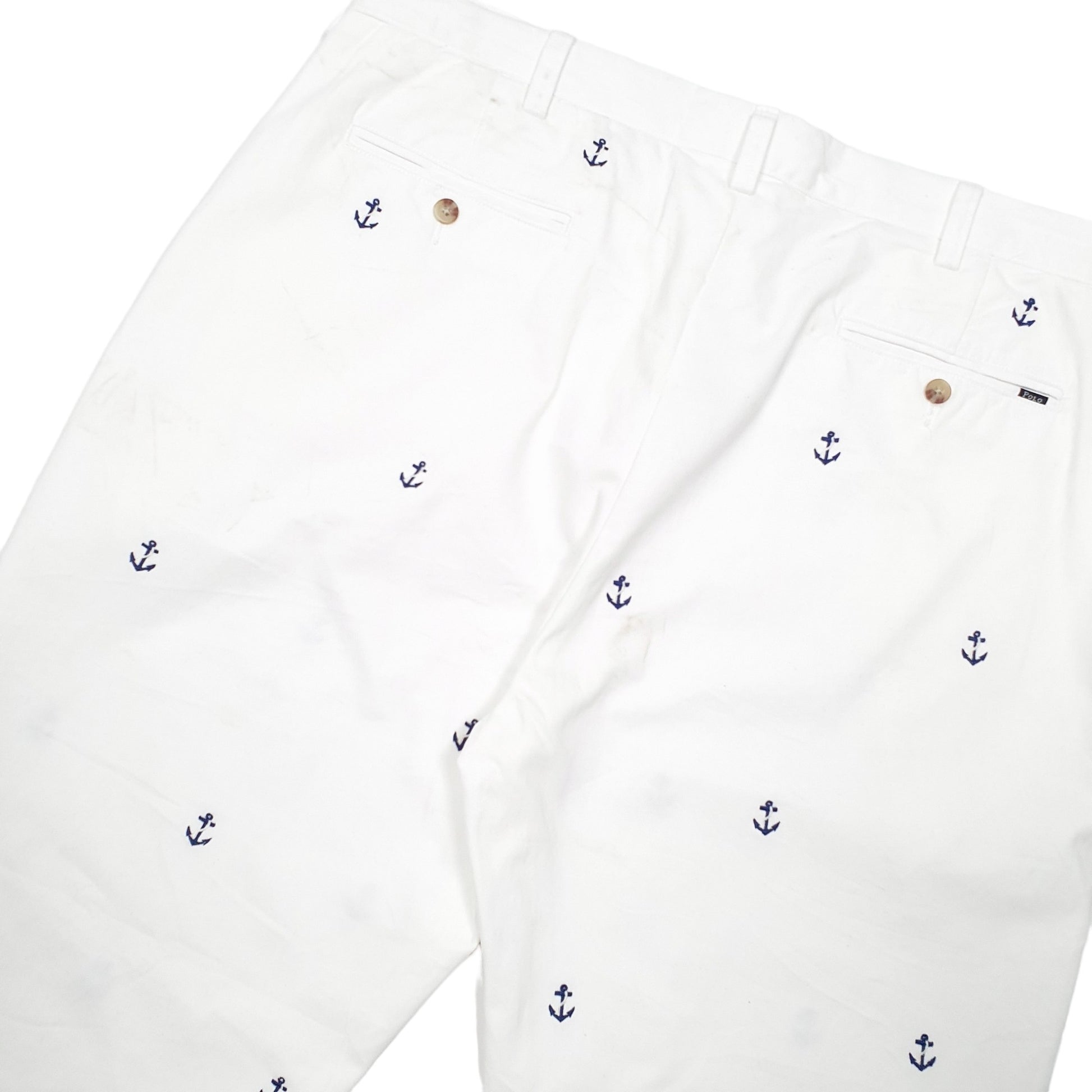 Mens White Polo Ralph Lauren Anchor Nautical Chino Trousers