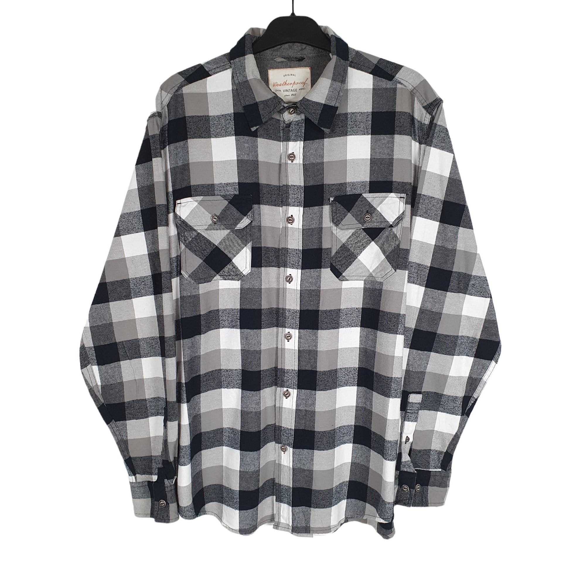 Weatherproof Flannel Shacket Long Sleeve Regular Fit Check Shirt Grey