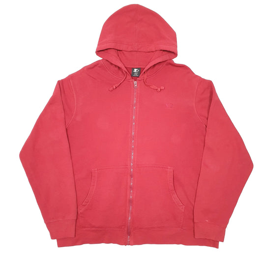 Mens Red Starter Hoodie Full Zip Jumper