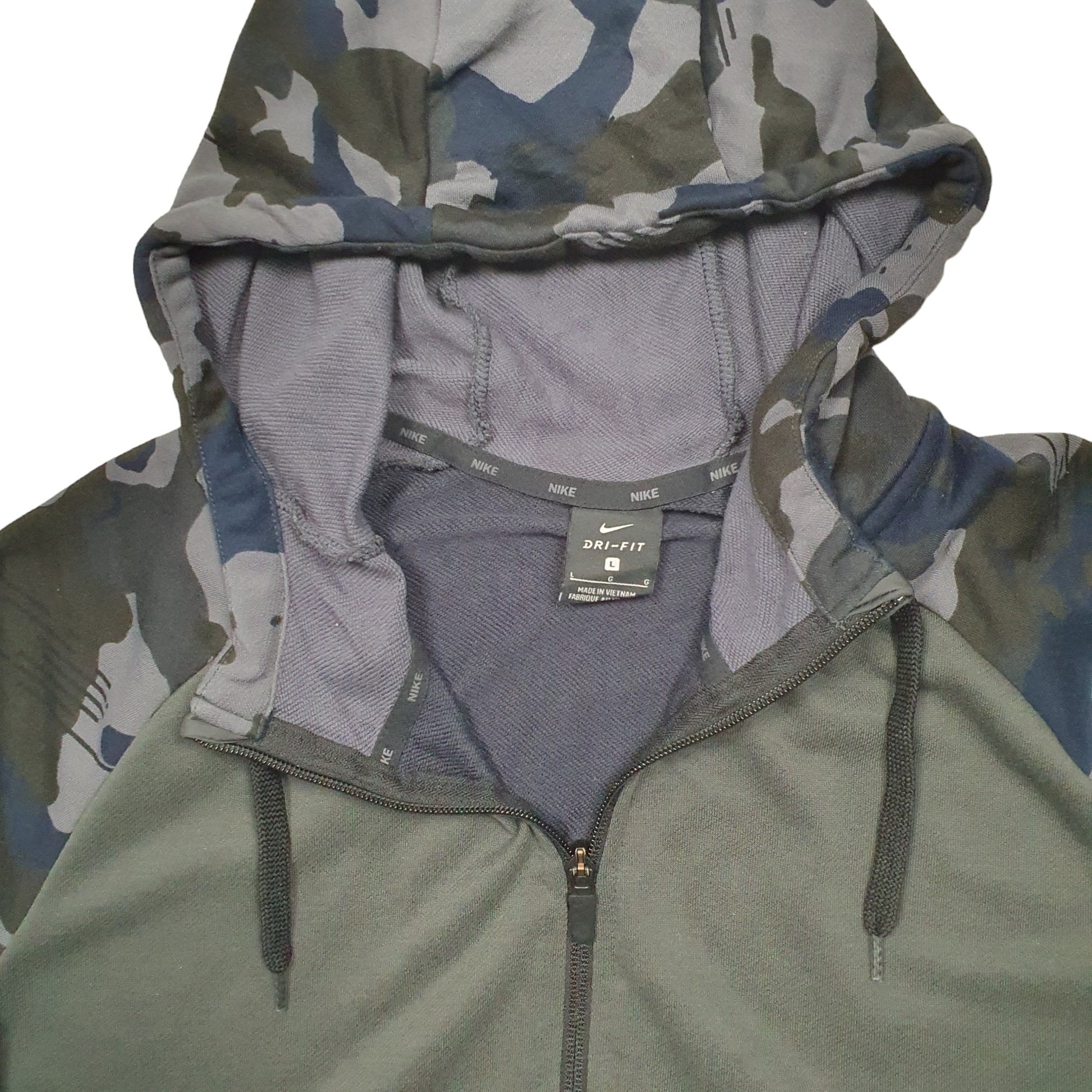 Mens Khaki Nike Dri Fit Running Activewear Full Zip Jumper