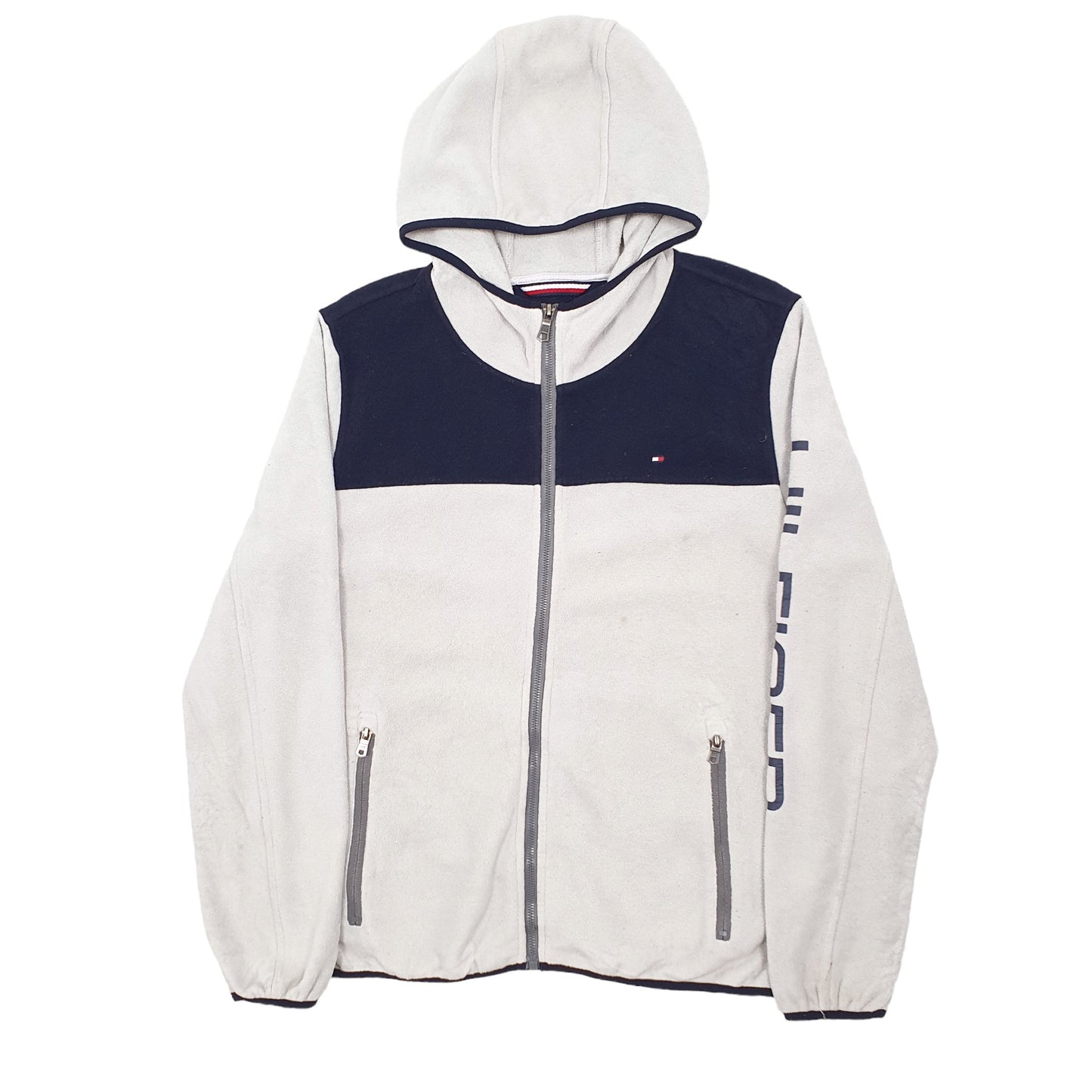 Mens Grey Tommy Hilfiger Spellout Hoodie Full Zip Jumper