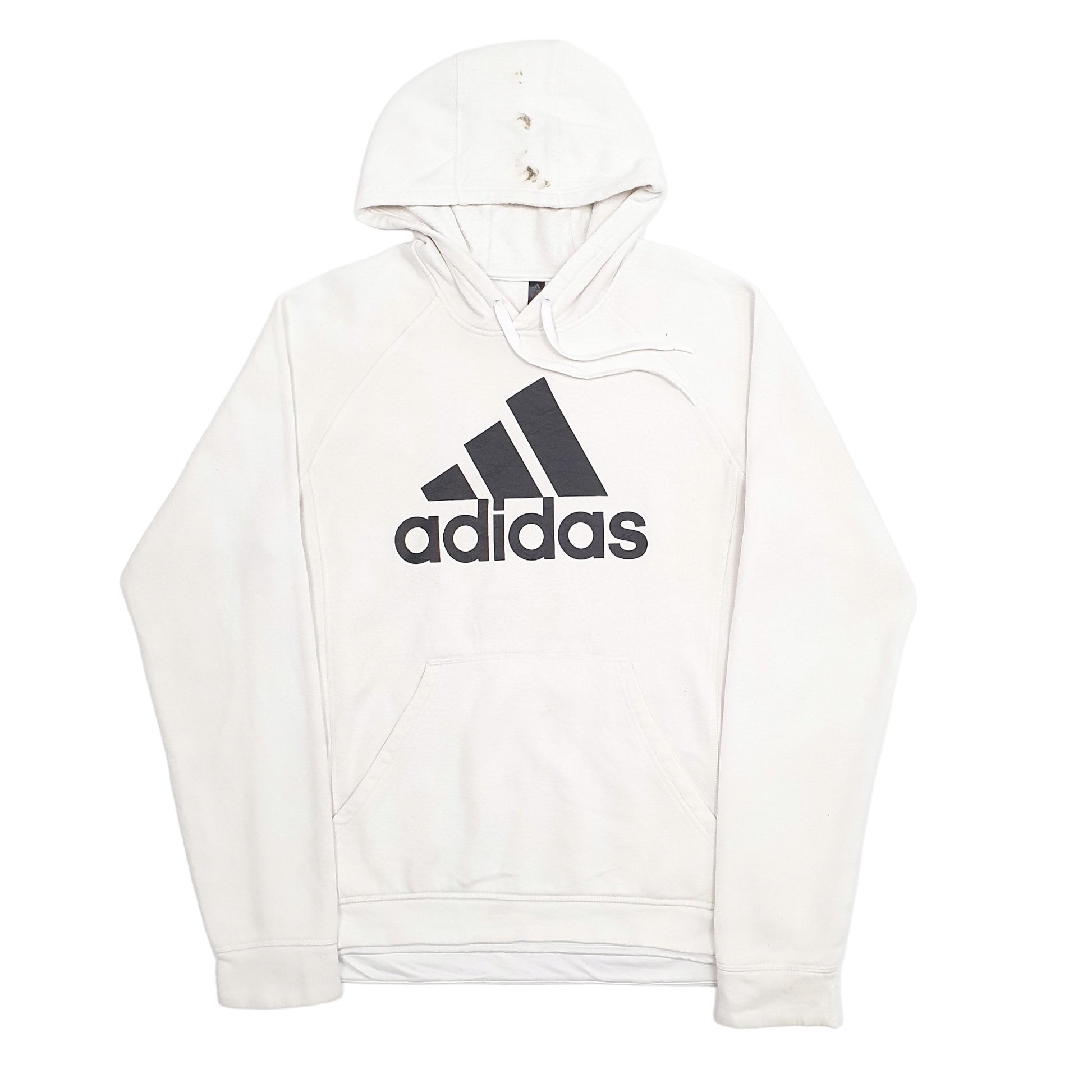 Mens White Adidas Spellout Hoodie Jumper