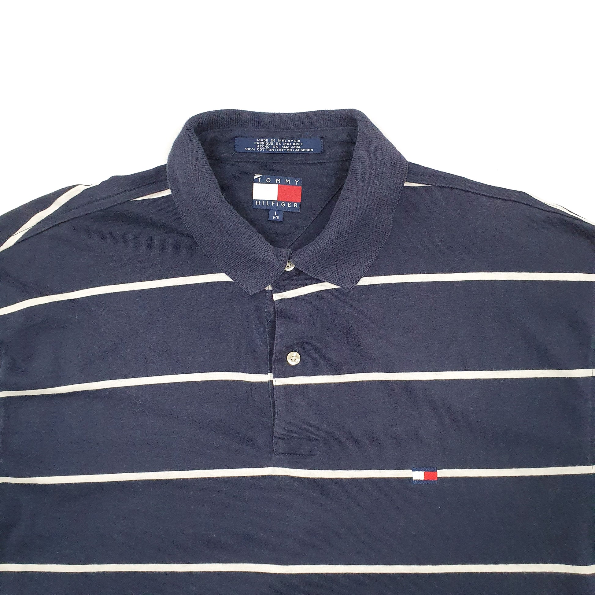 Mens Navy Tommy Hilfiger Striped Short Sleeve Polo Shirt