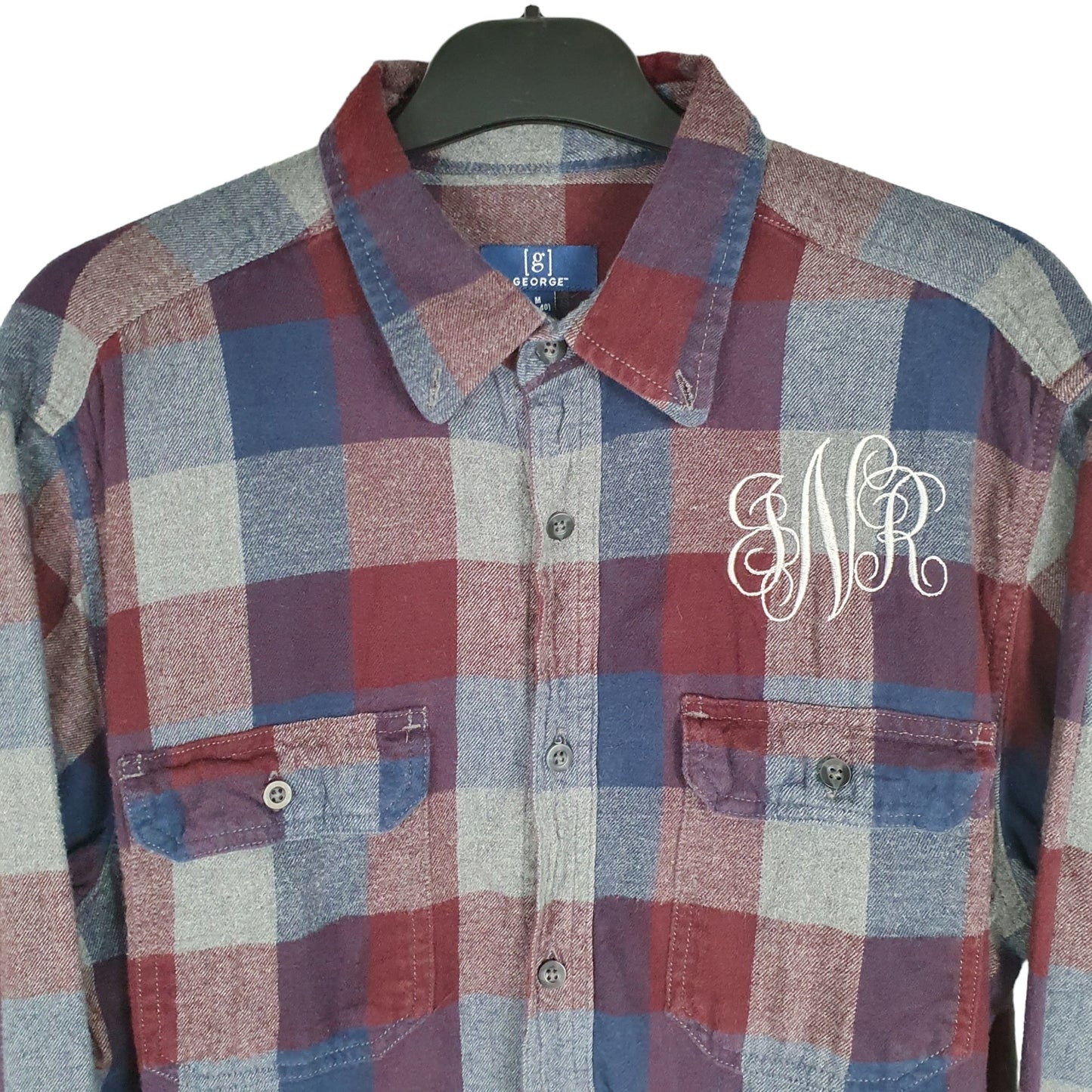 George Long Sleeve Regular Fit Check Flannel Shirt Shacket Blue