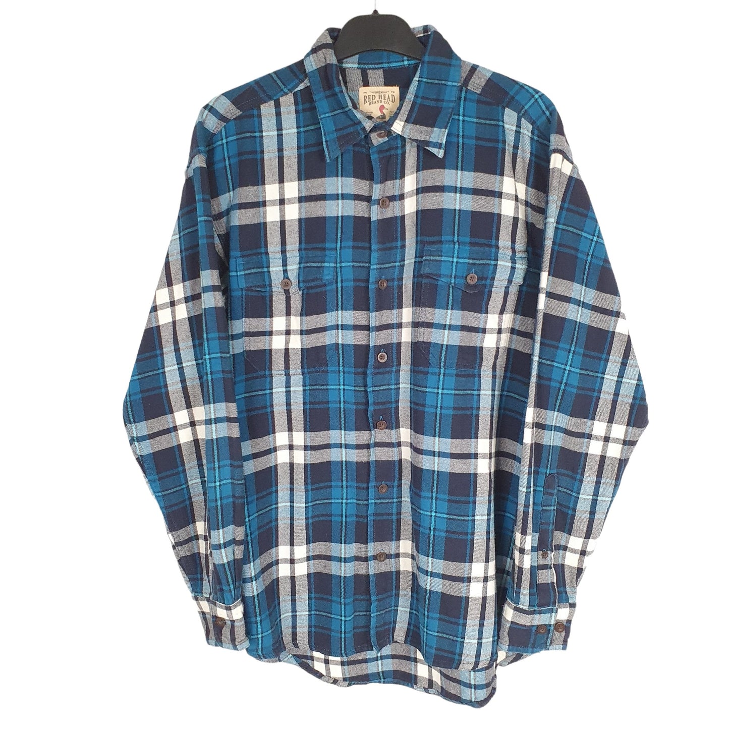 Red Head Long Sleeve Regular Fit Check Flannel Shirt Shacket Blue