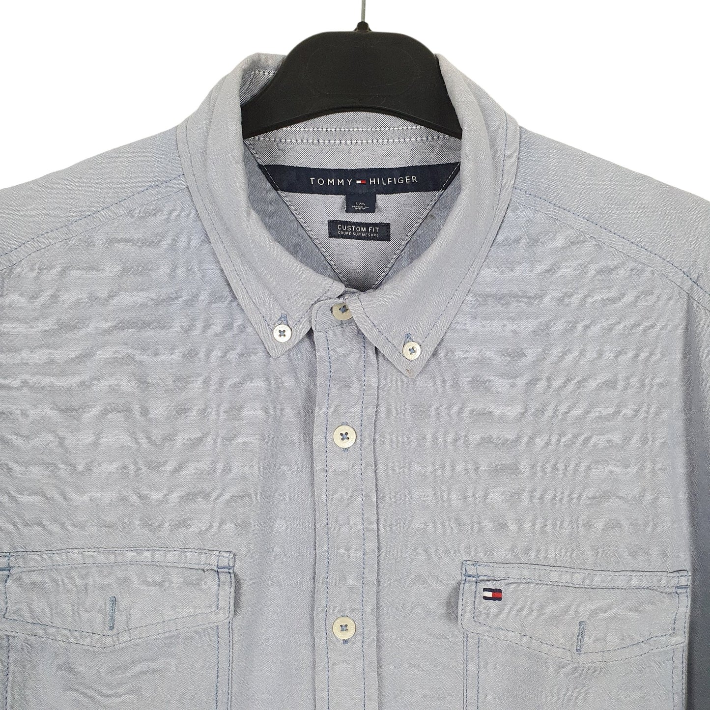 Tommy Hilfiger Short Sleeve Custom Fit Shirt Blue