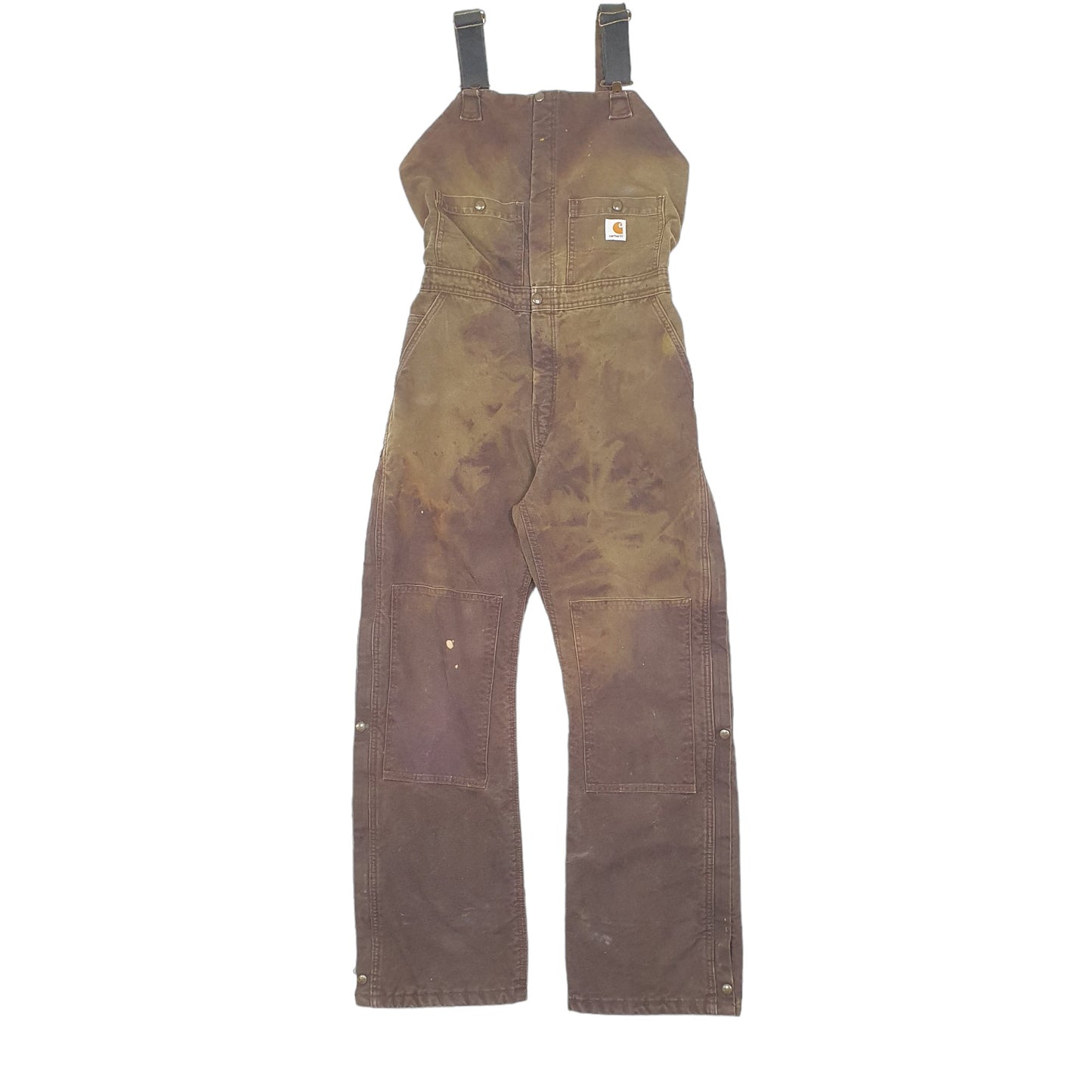 Womens Brown Carhartt Insulated Padded Thermal Double Knee Dungaree Trousers