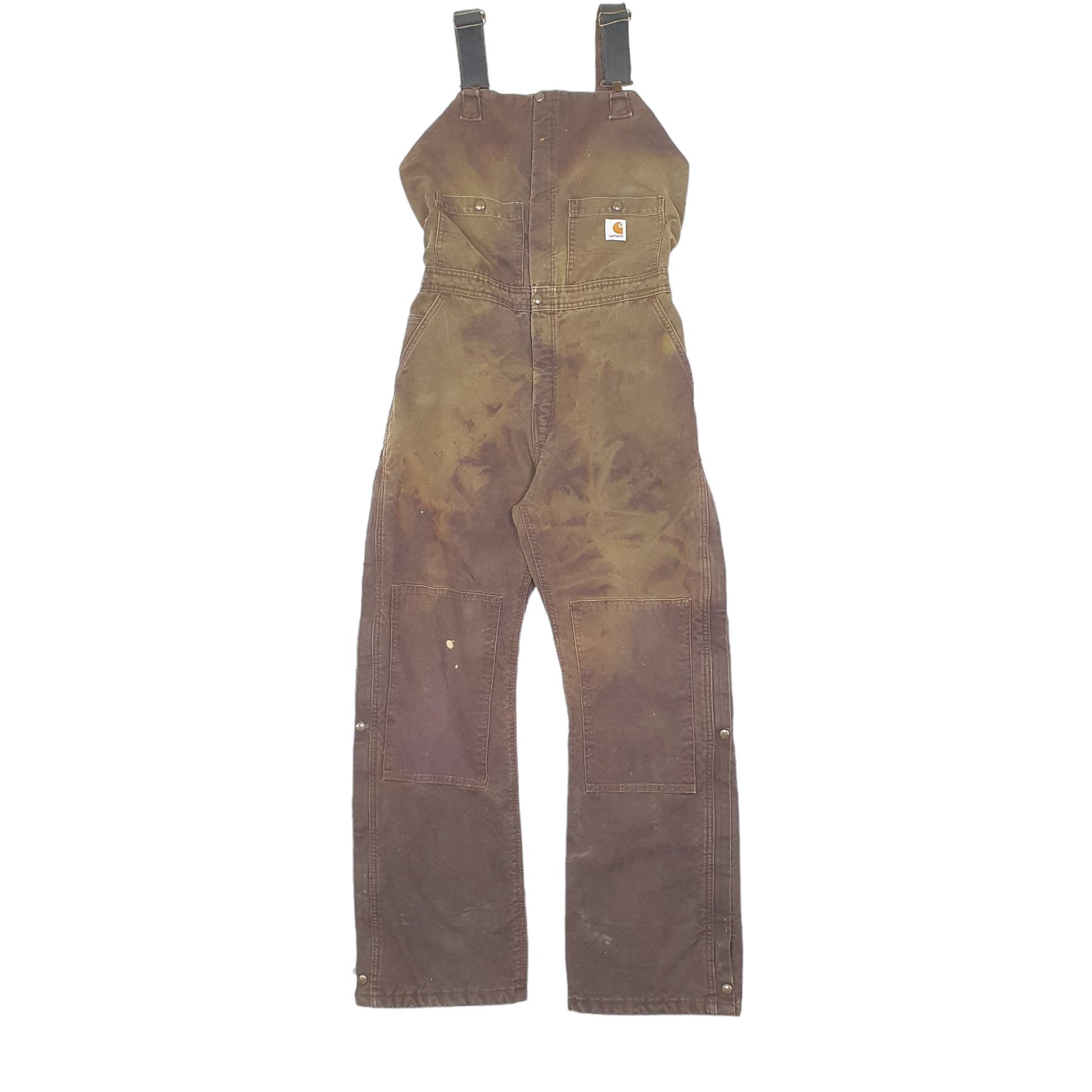 Womens Brown Carhartt Insulated Padded Thermal Double Knee Dungaree Trousers
