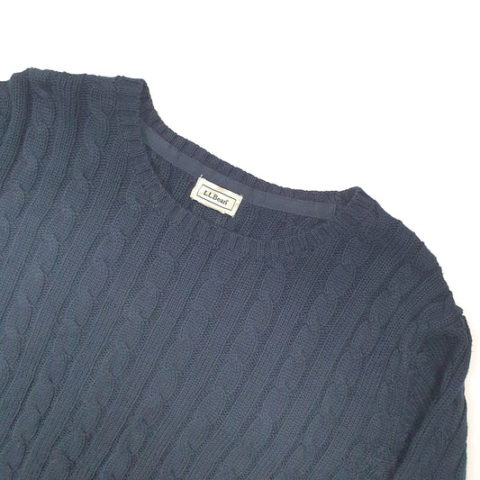 L.L. Bean Cable Knit Crewneck M Navy