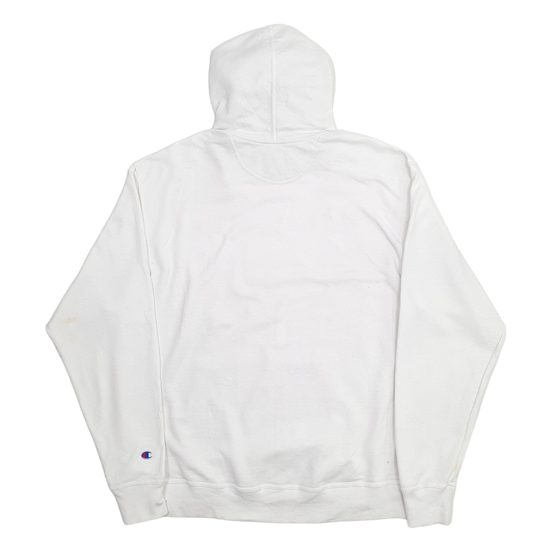 Mens White Champion Spellout Hoodie Jumper