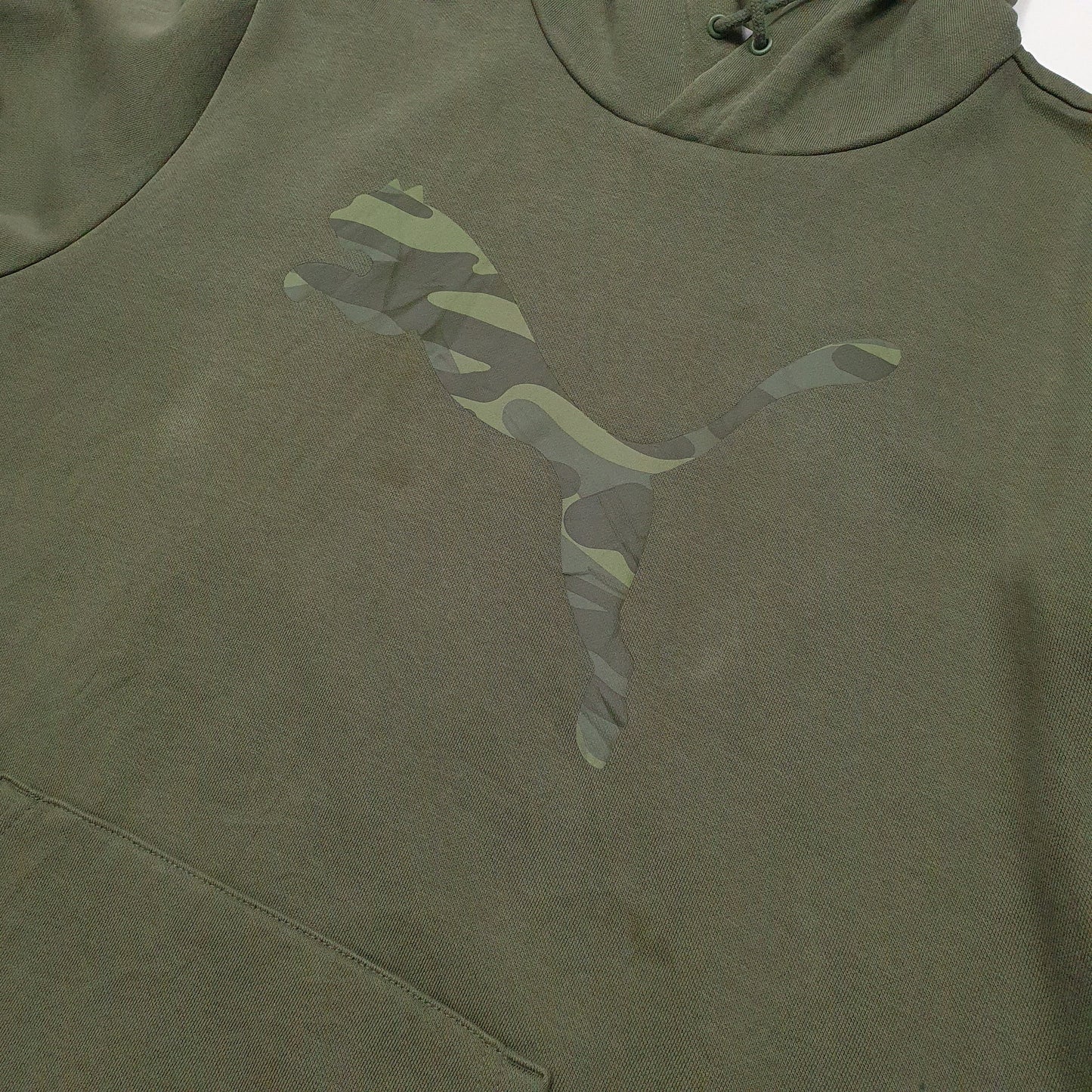 Mens Khaki Puma Spellout Hoodie Jumper