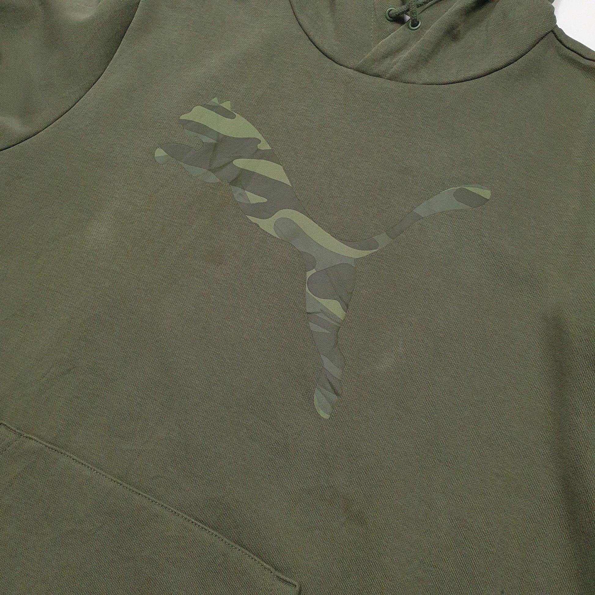 Mens Khaki Puma Spellout Hoodie Jumper