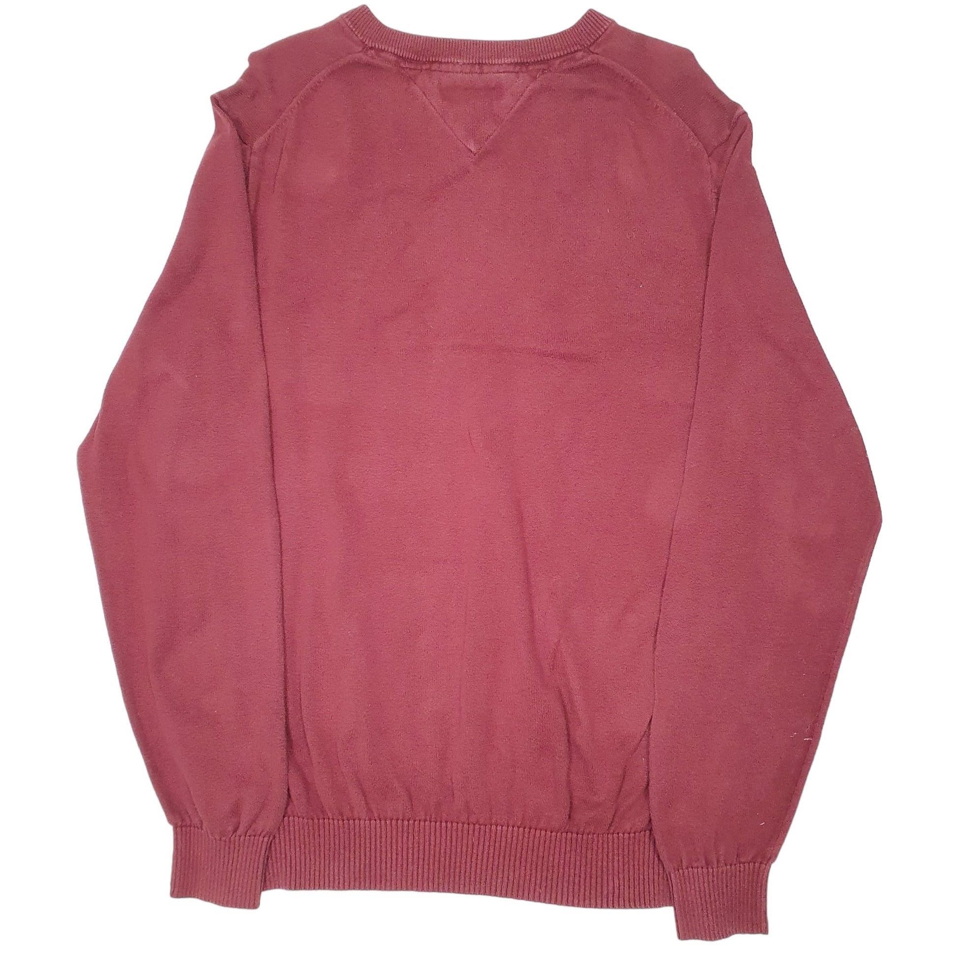 Mens Burgundy Tommy Hilfiger  V Neck Jumper