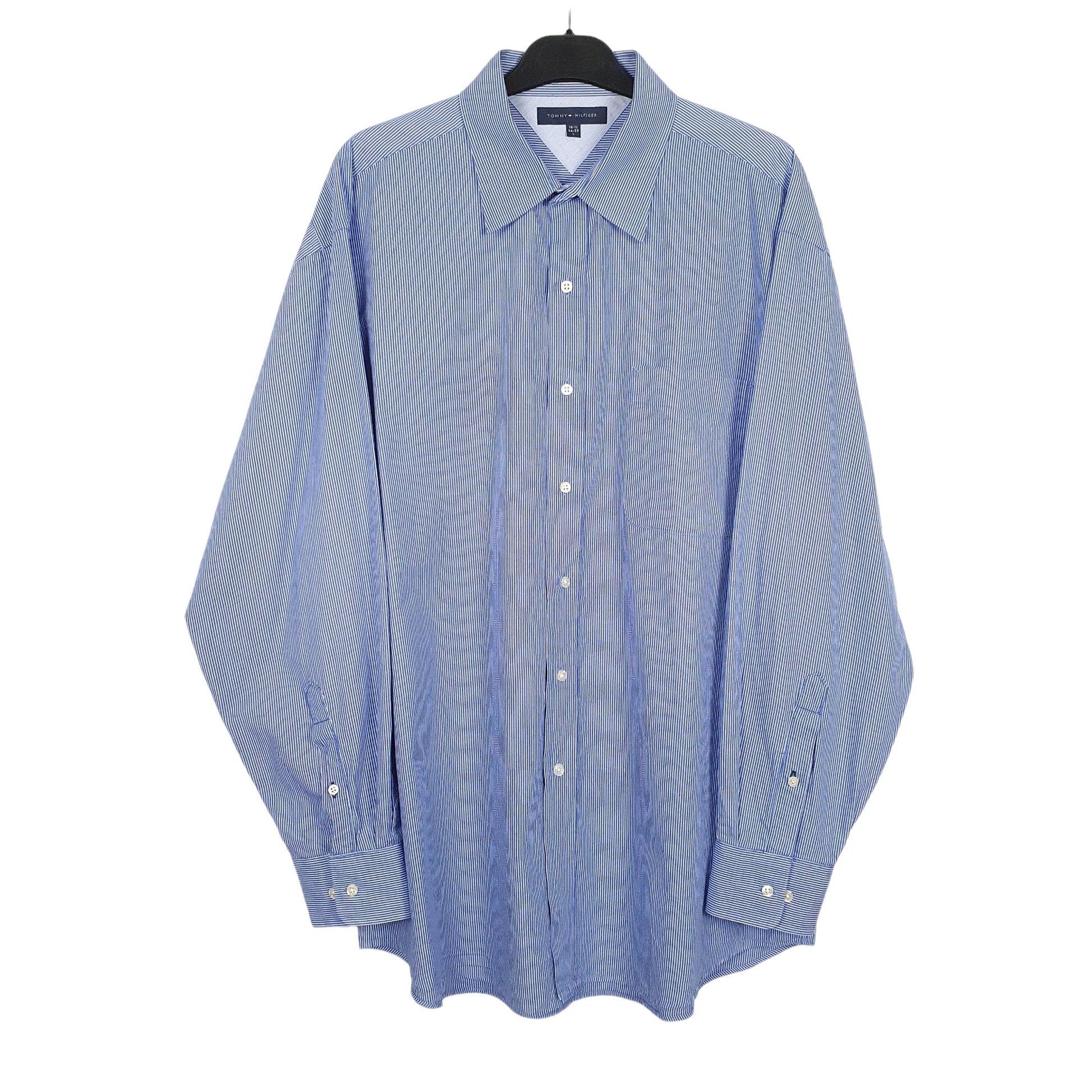Tommy Hilfiger Long Sleeve Regular Fit Pinstripe Shirt Blue