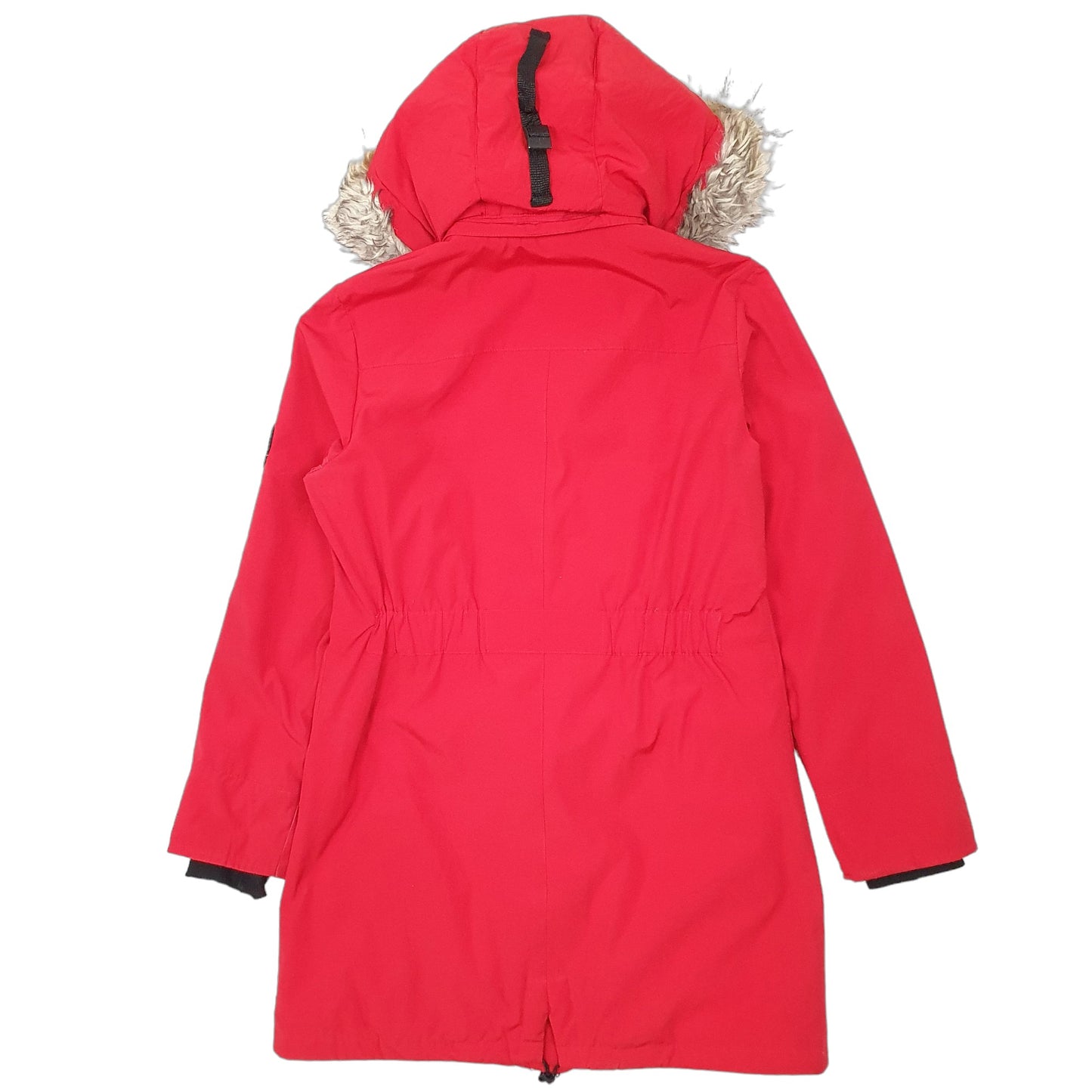 Womens Red Calvin Klein Longline Trench Artic Performance Puffer  Coat