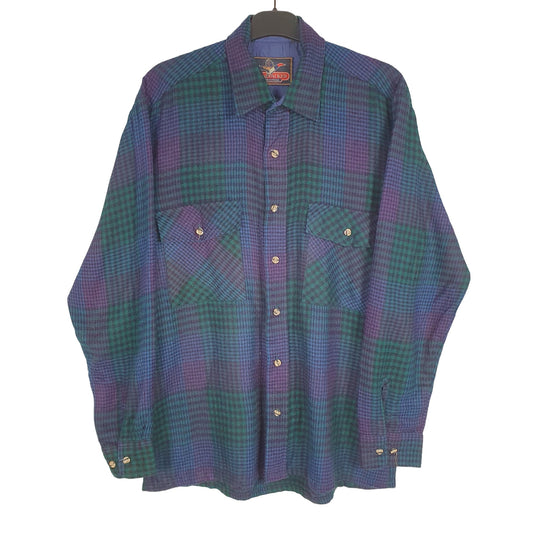 Back Packer Flannel Shacket Overshirt Long Sleeve Regular Fit Check Shirt Green