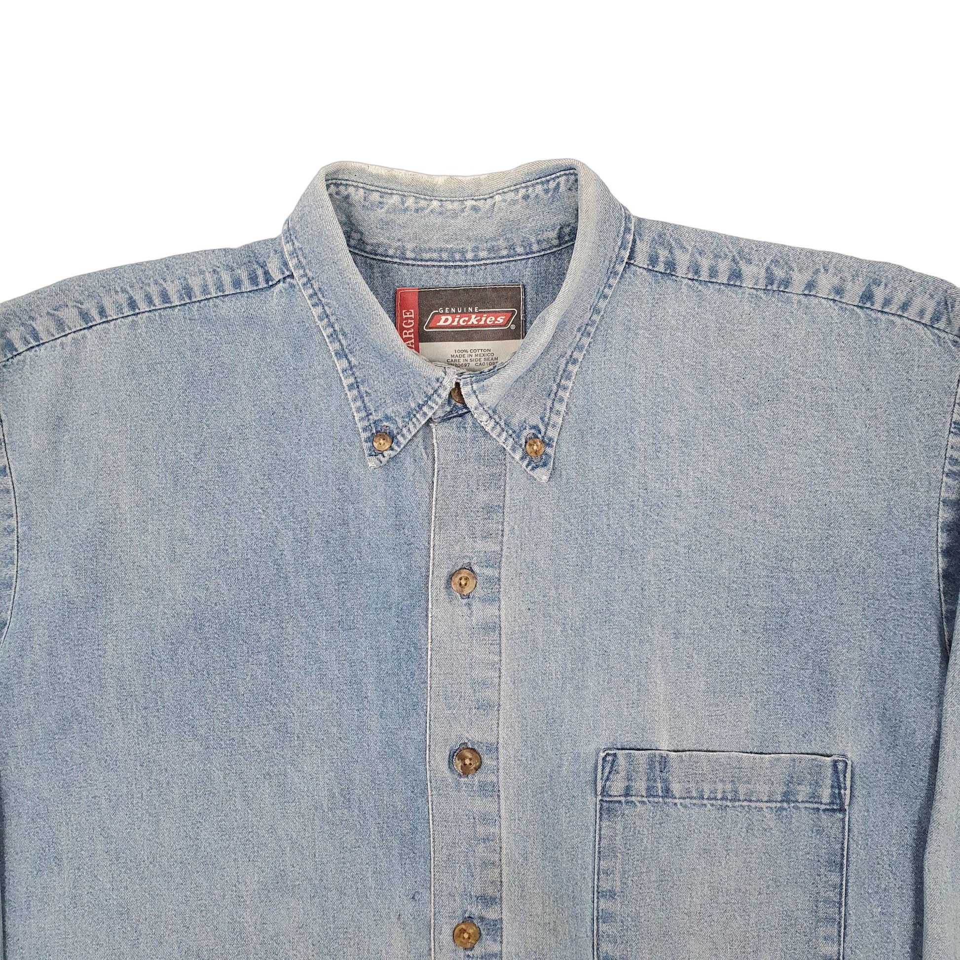 Mens Blue Dickies Denim Workwear Shacket Long Sleeve Shirt