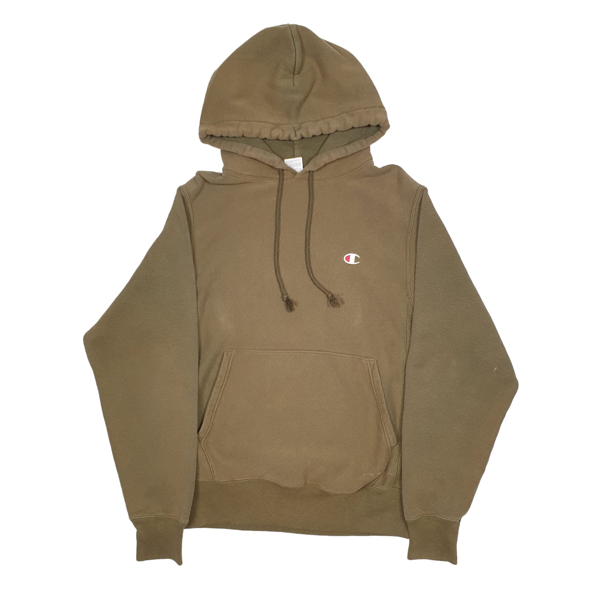 Mens Khaki Champion Reverse Weave Hoodie Jumper