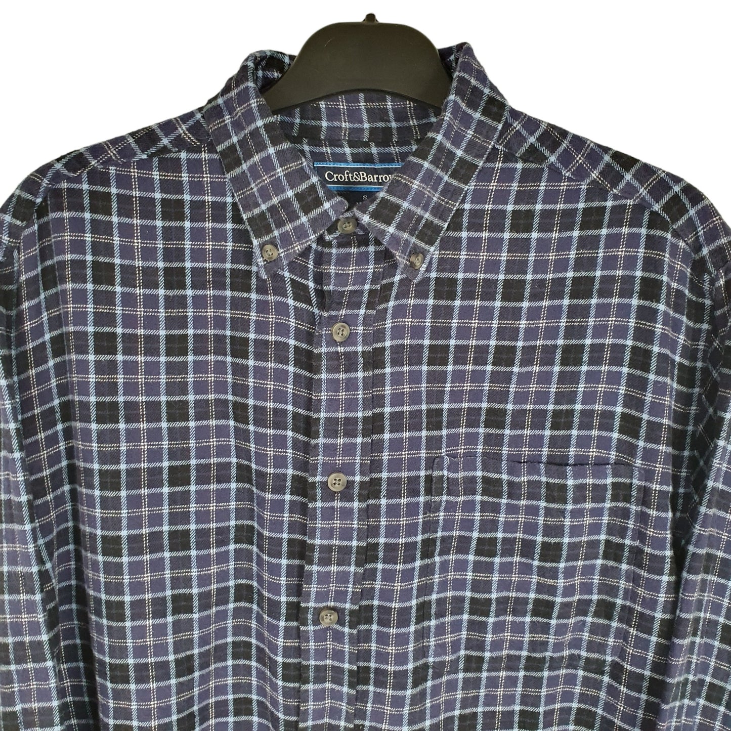 Croft & Barrow Flannel Shacket Overshirt Long Sleeve Regular Fit Check Shirt Blue