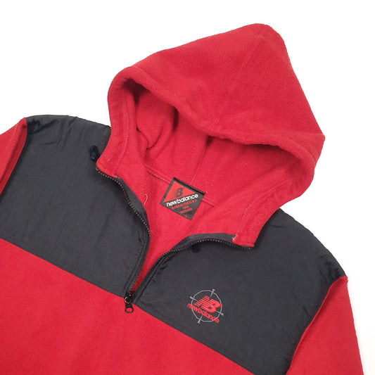 New Balance Hoodie Spellout Quarter Zip Fleece L Red