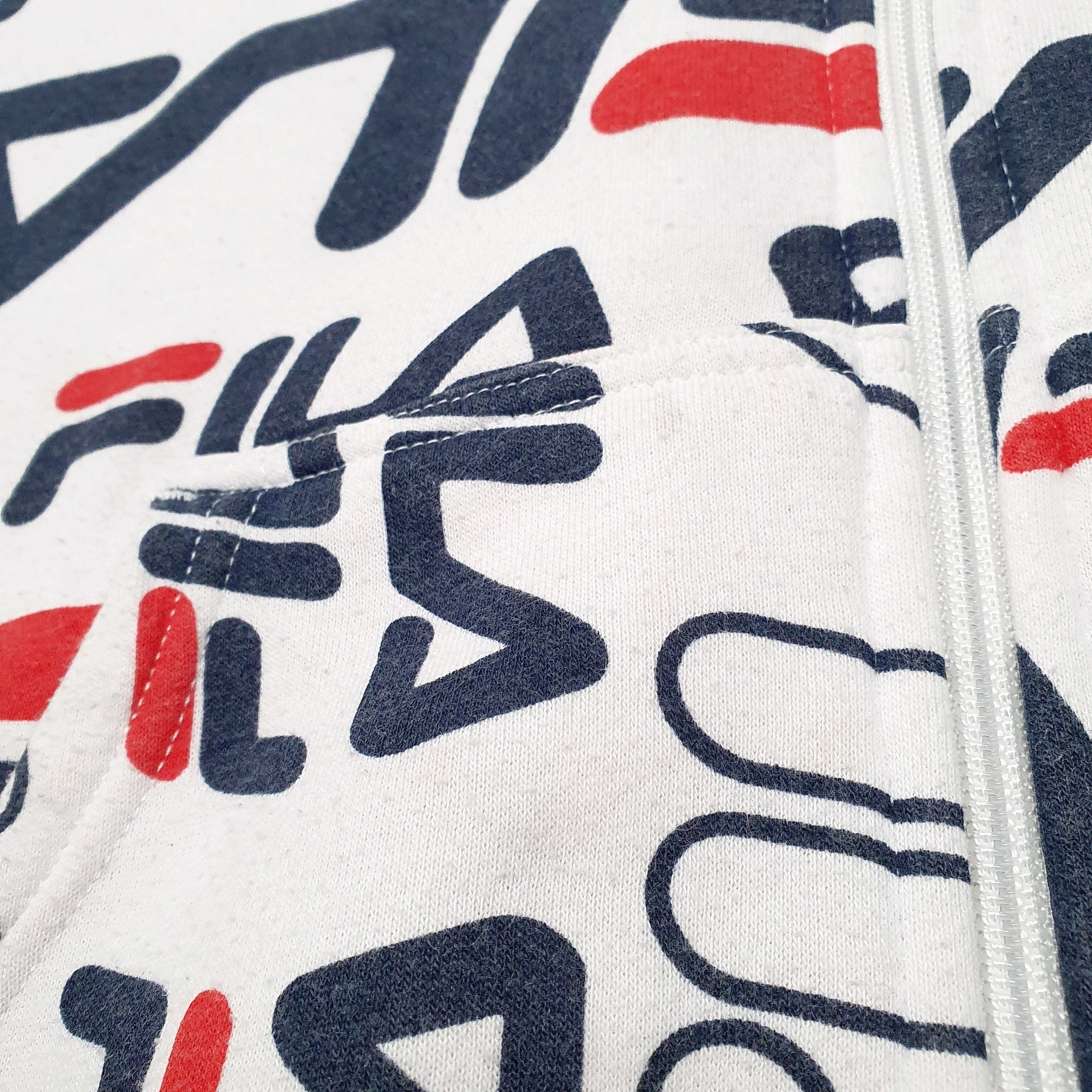 Mens White Fila Hoodie Full Zip Jumper