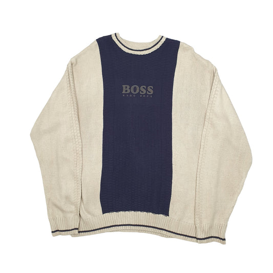 Hugo Boss Knit Spellout Crewneck XL Beige