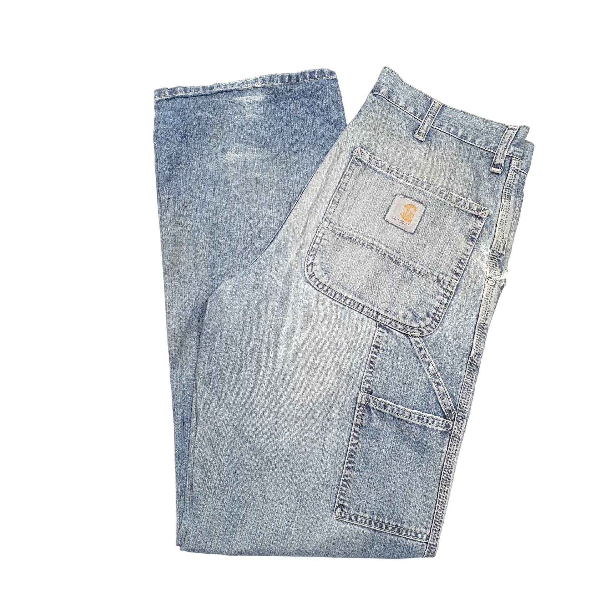 Mens Blue Carhartt Single Knee Pant Carpenter JeansW32 L34