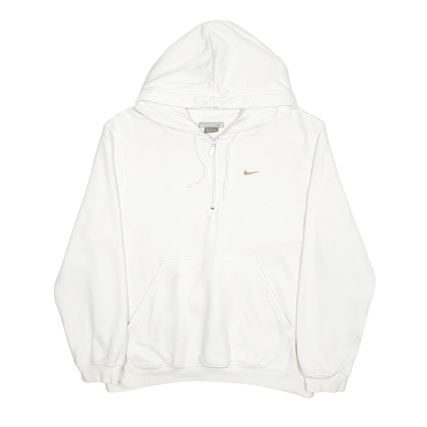 Mens White Nike Vintage 2000s Y2K Quarter Zip Hoodie Jumper