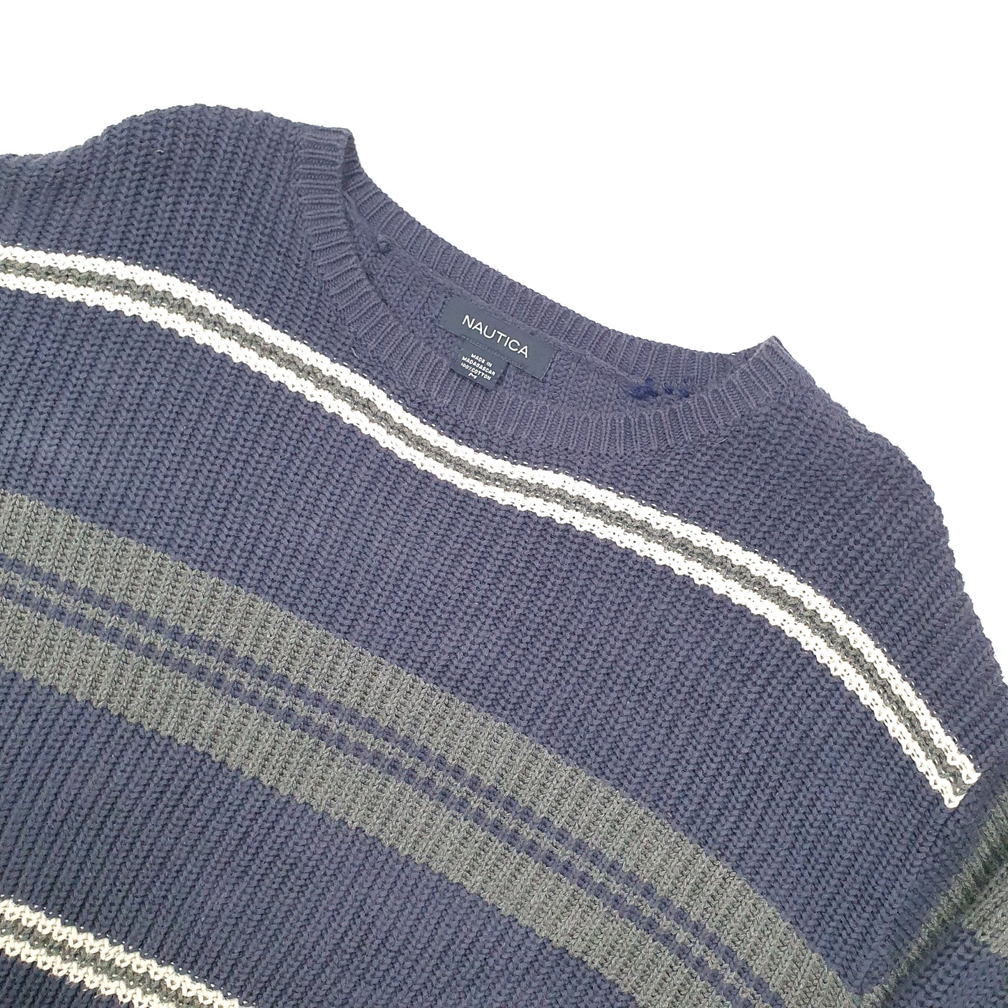 Nautica Chunky Knit Crewneck L Navy