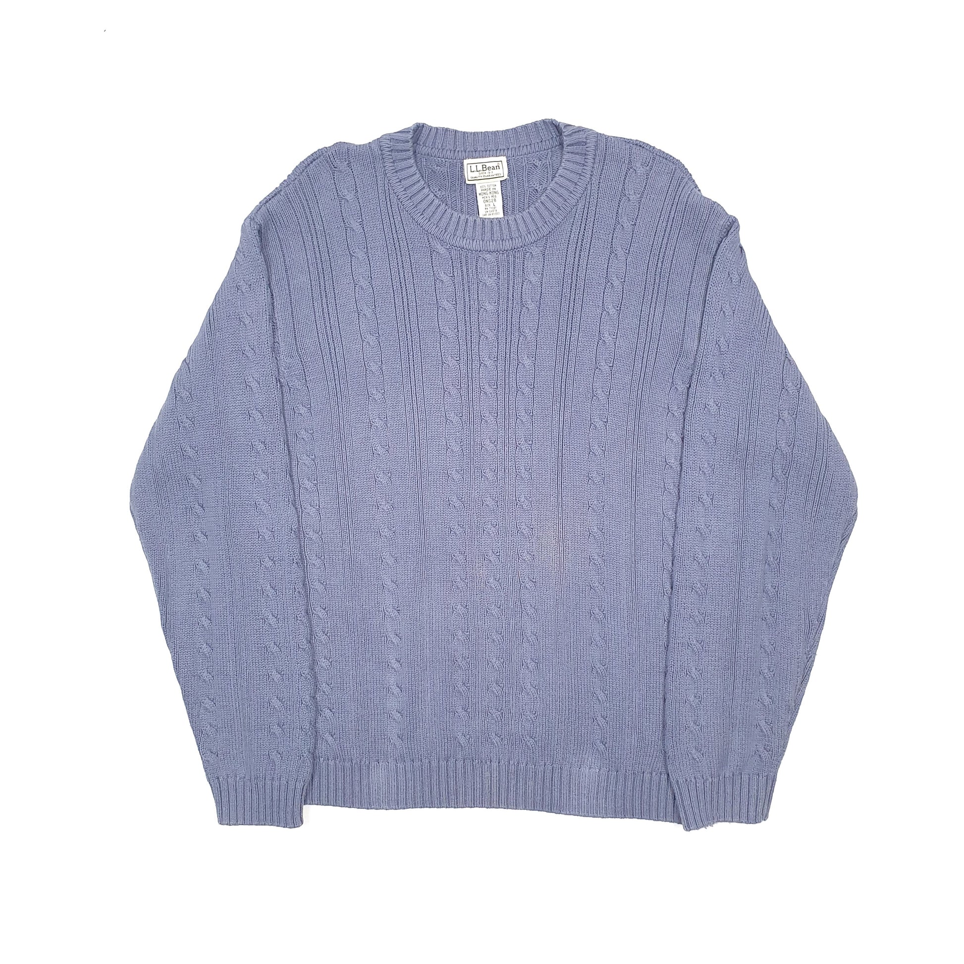 LL Bean Cable Knit Crewneck L Blue