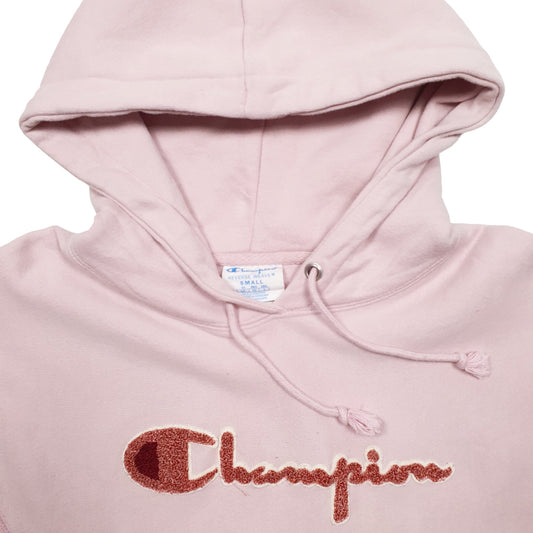 Womens Pink Champion Spellout Reverse Weave Hoodie Jumper