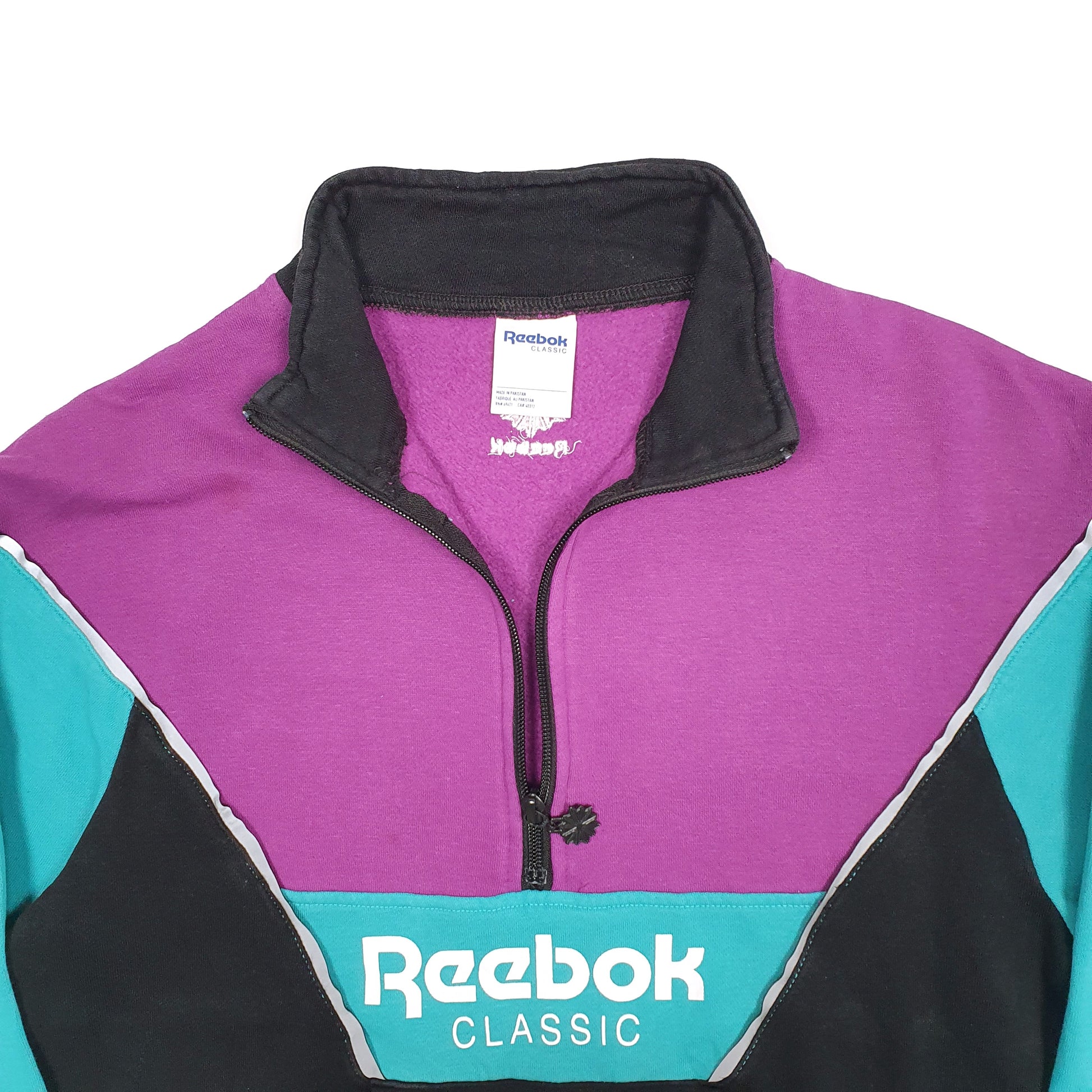 Mens Black Reebok Vintage 1990s Quarter Zip Jumper
