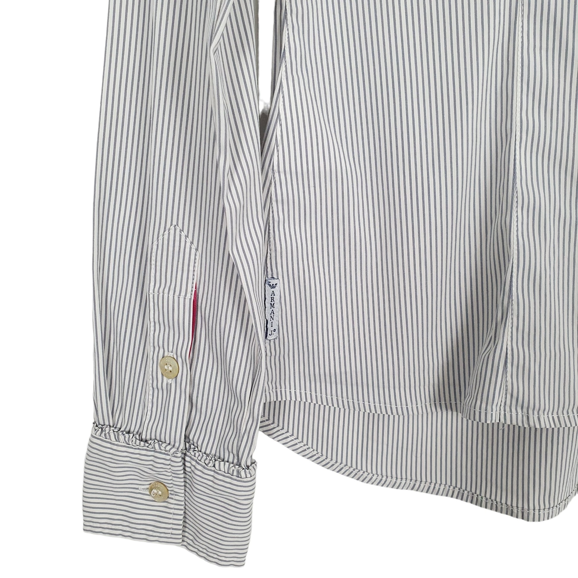 Armani Long Sleeve Regular Fit Striped Shirt Grey