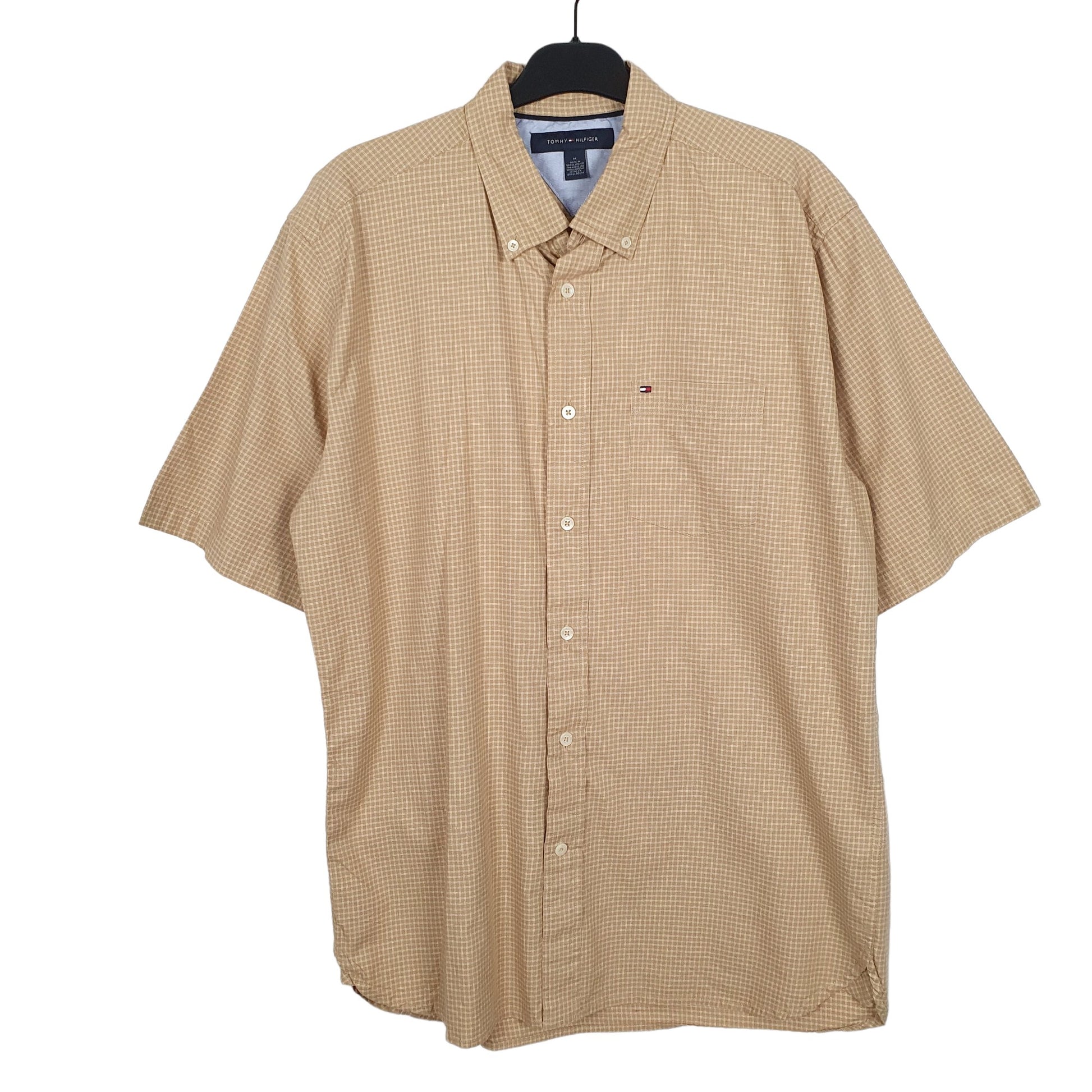 Tommy Hilfiger Short Sleeve Regular Fit Check Shirt Brown