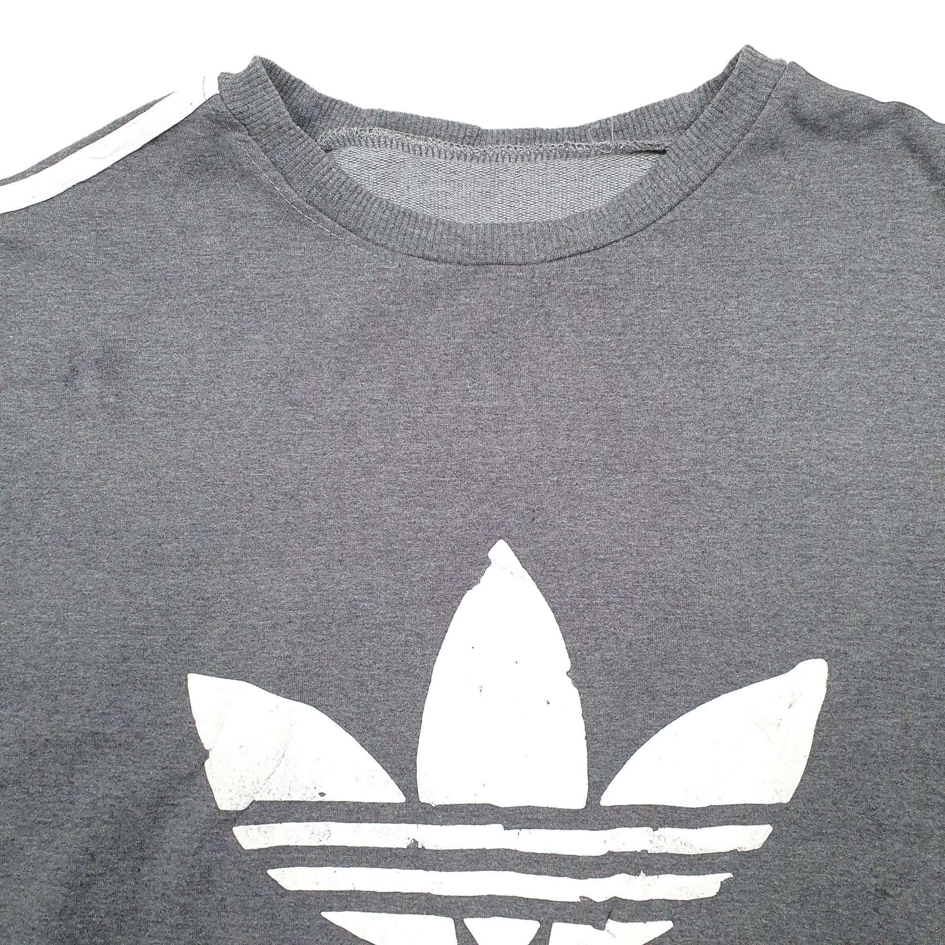 Mens Grey Adidas Spellout Crewneck Jumper