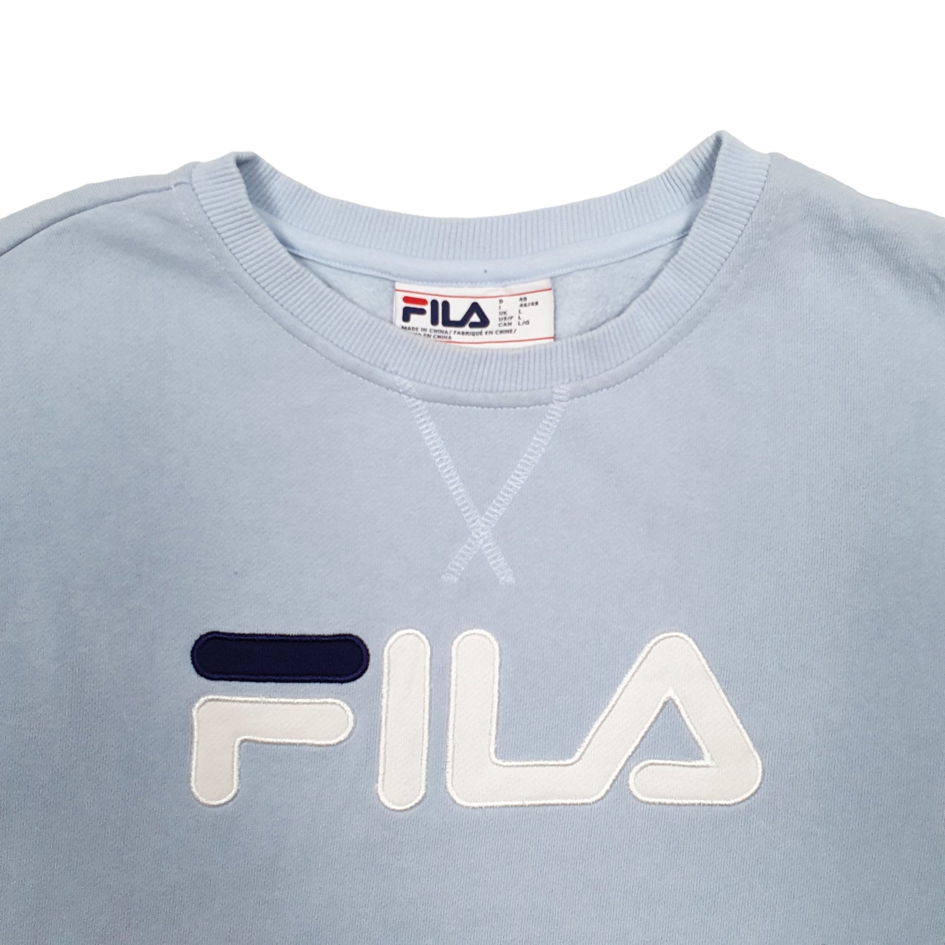 Womens Blue Fila Spellout Crewneck Jumper