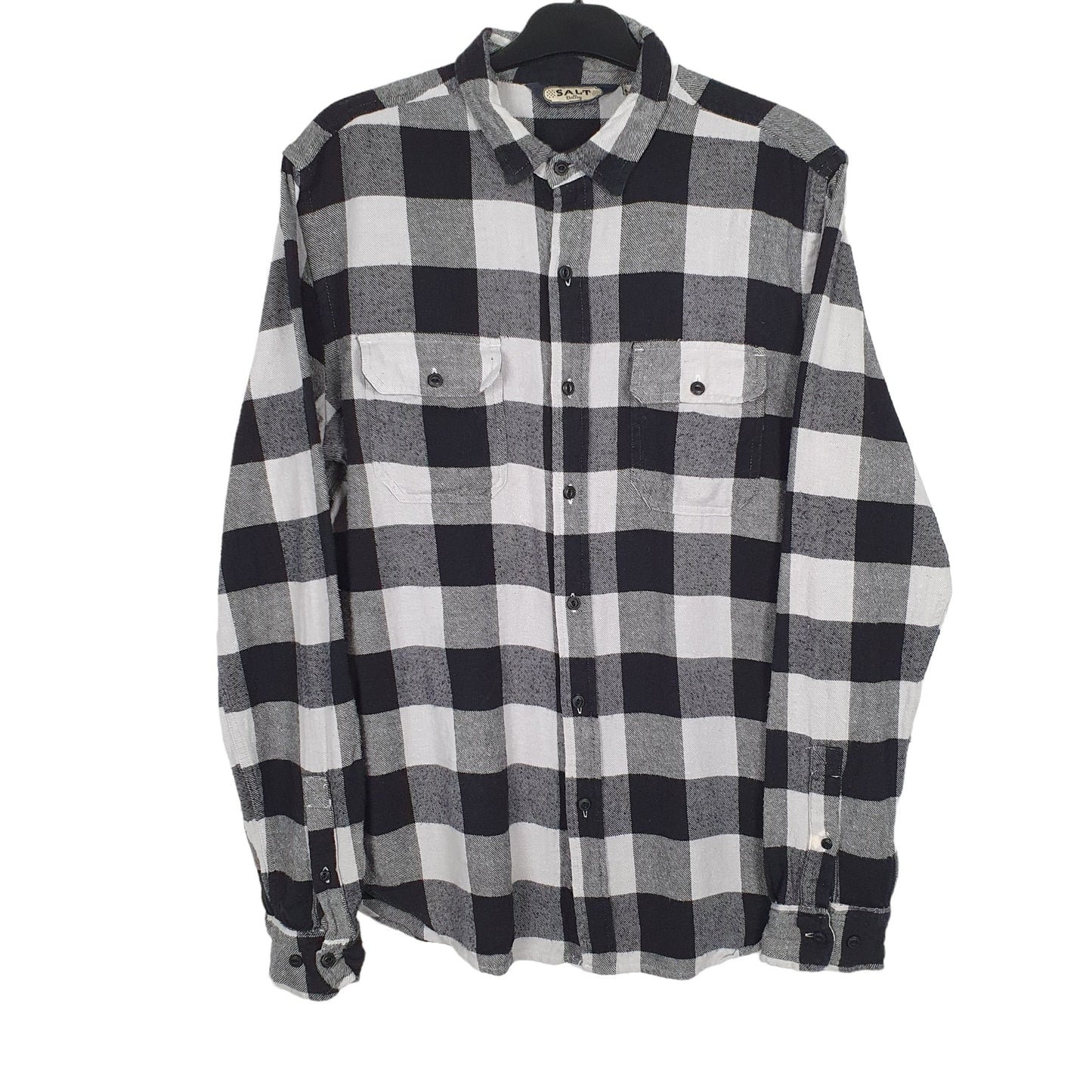Salt Valley Flannel Shacket Long Sleeve Regular Fit Check Shirt Black