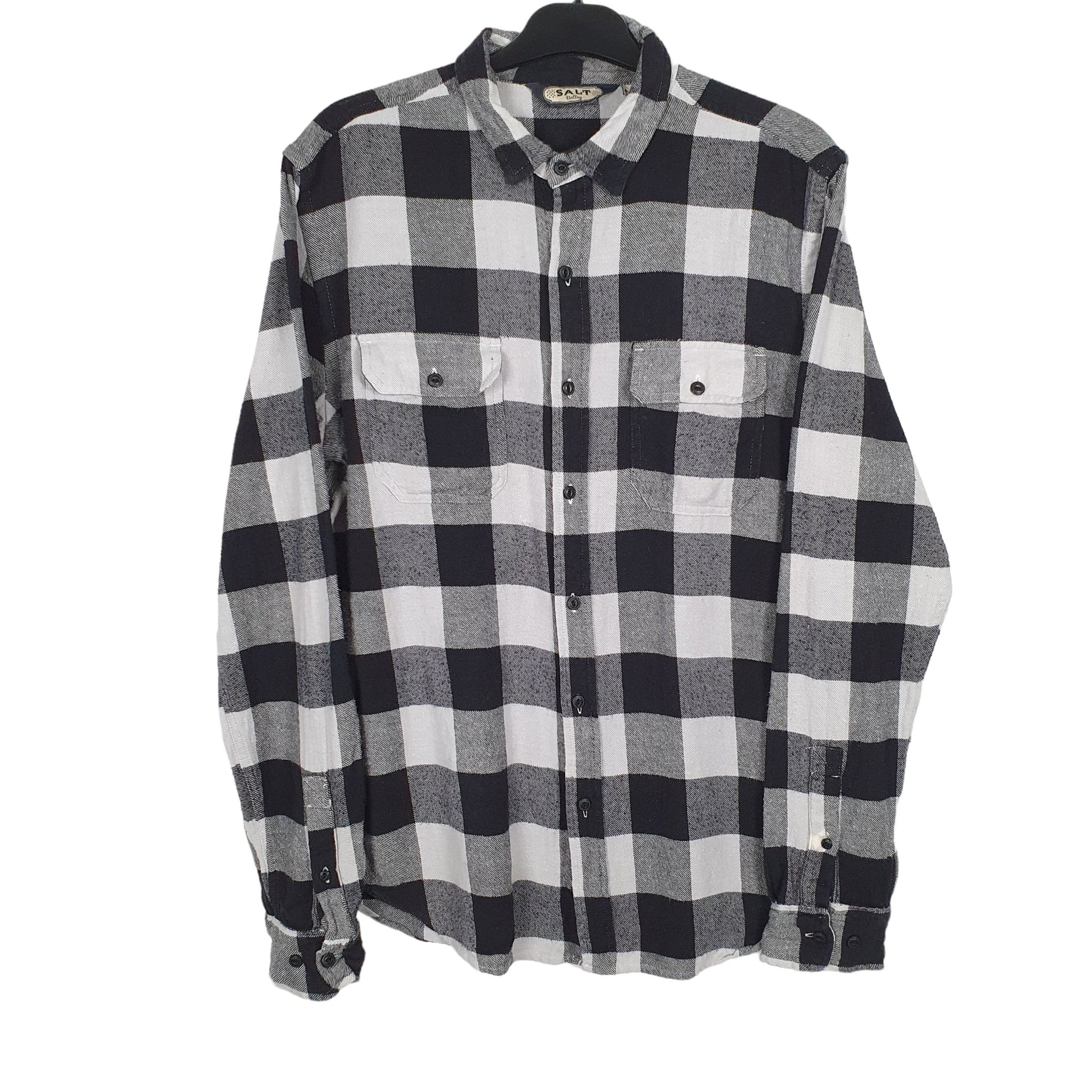 Salt Valley Flannel Shacket Long Sleeve Regular Fit Check Shirt Black