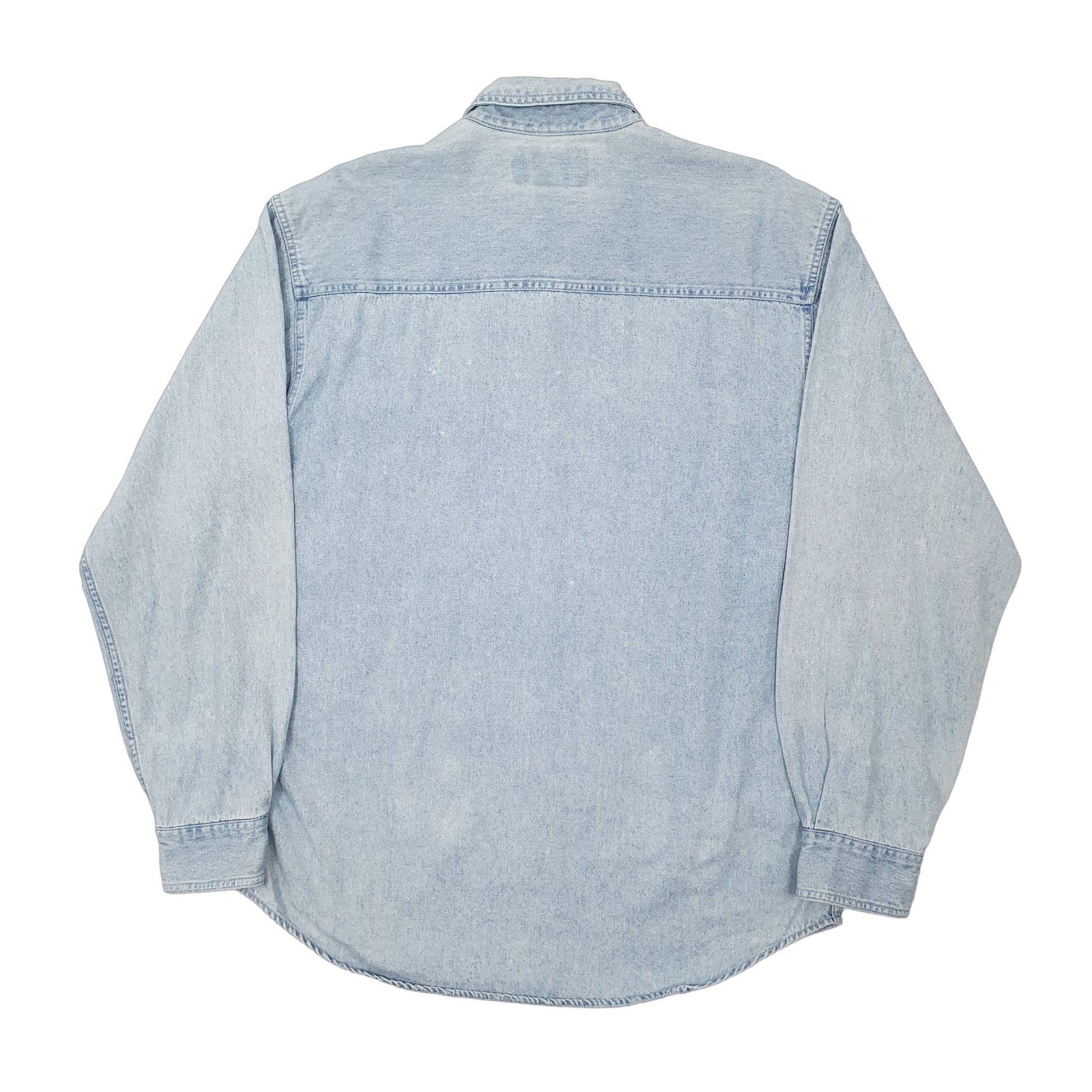 Mens Blue Harley Davidson Motorcycles Denim Overshirt Shacket Jacket Long Sleeve Shirt