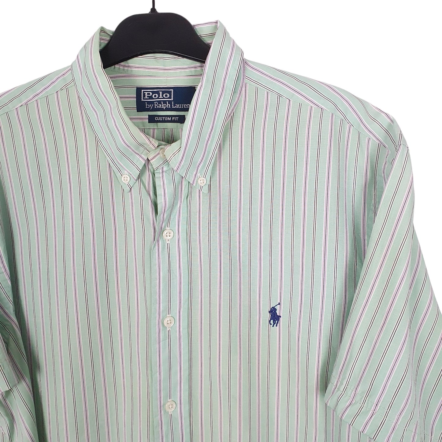 Ralph Lauren Short Sleeve Custom Fit Striped Shirt Green